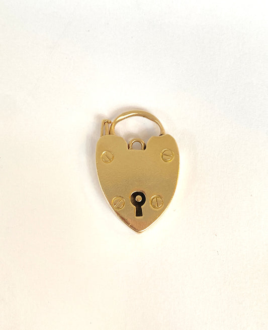 Vintage, 9ct Gold Heart Padlock clasp, Hallmarked, 9ct Gold, Birmingham, 1965 (2.5cm x 1.6cm)