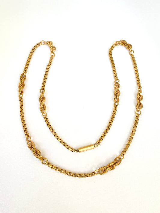 Antique 9ct Gold Fancy Link Chain, 18 inches with barel clasp (5.68g) Plus 2 chains