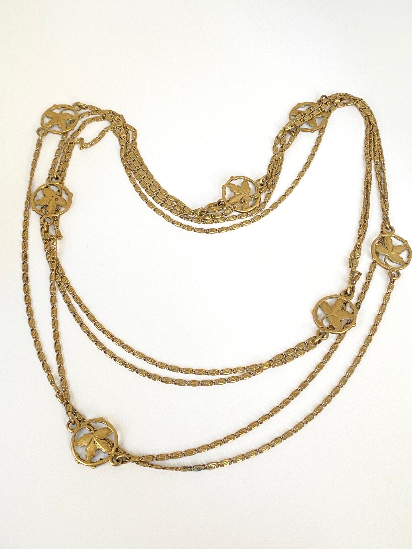 Antique, Base Metal Leaf link Long Guard, 60 inches, 12.58g