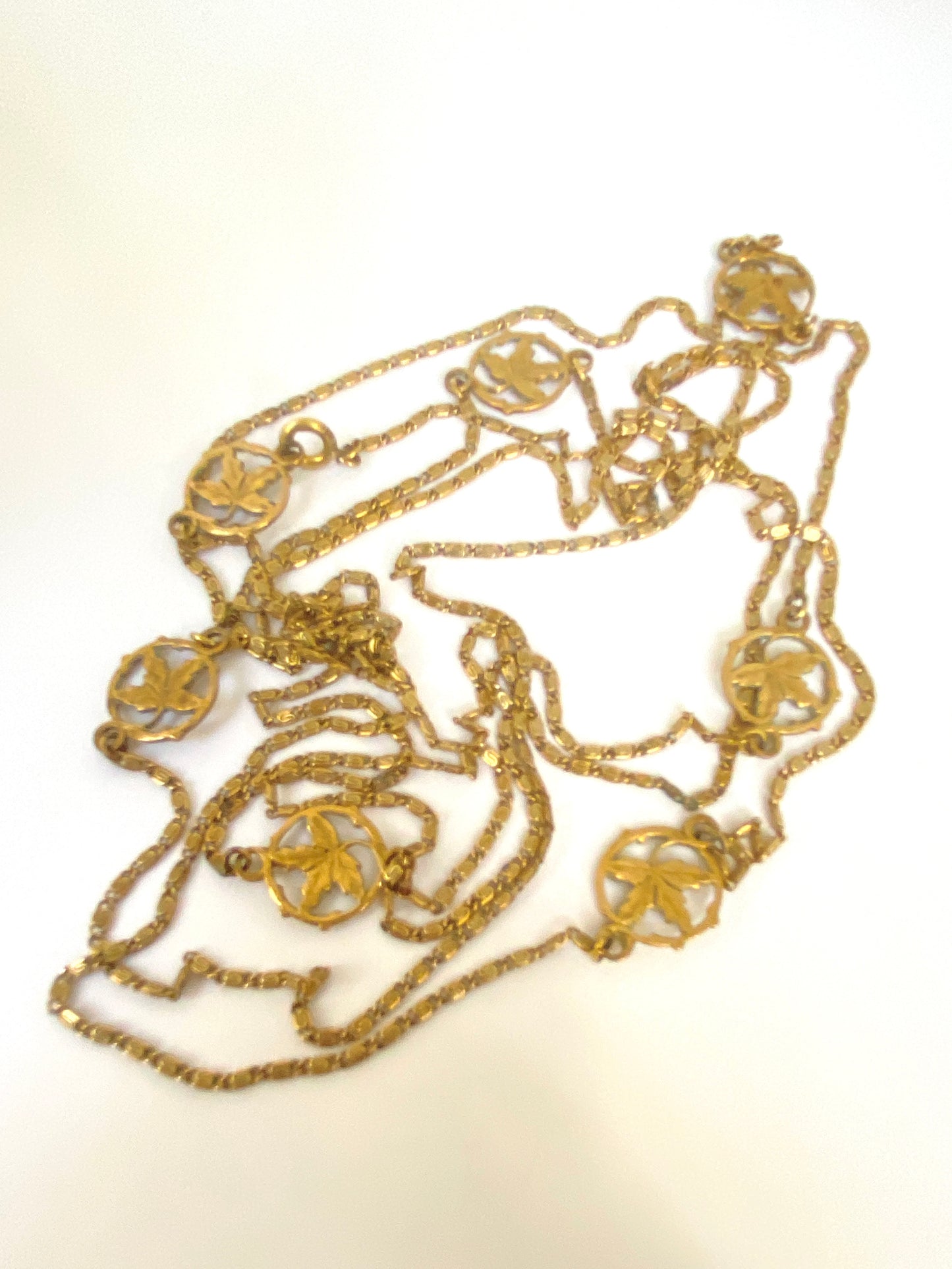 Antique, Base Metal Leaf link Long Guard, 60 inches, 12.58g