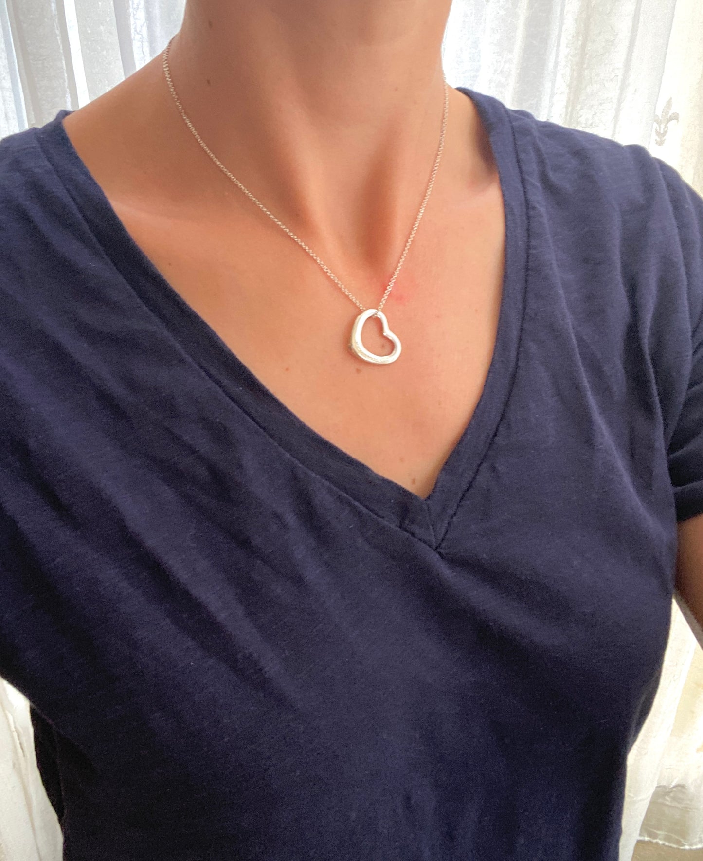 Vintage, Sterling Silver, Tiffany Open Heart 'Elsa Peretti' Necklace