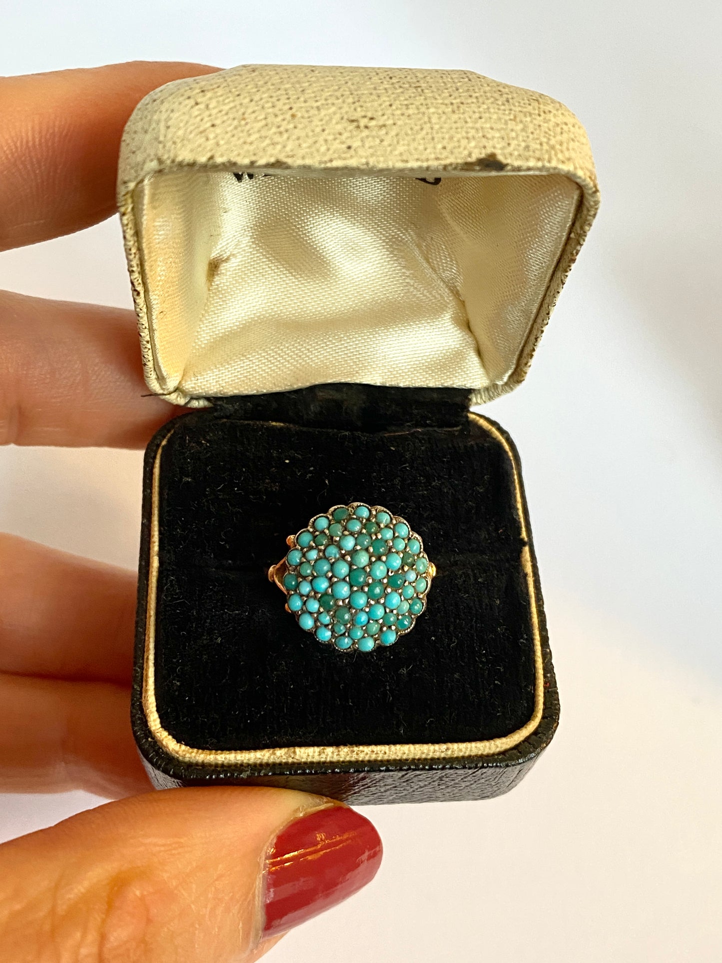 Art Deco, 9ct Gold and Silver, Turquoise Bombe Ring