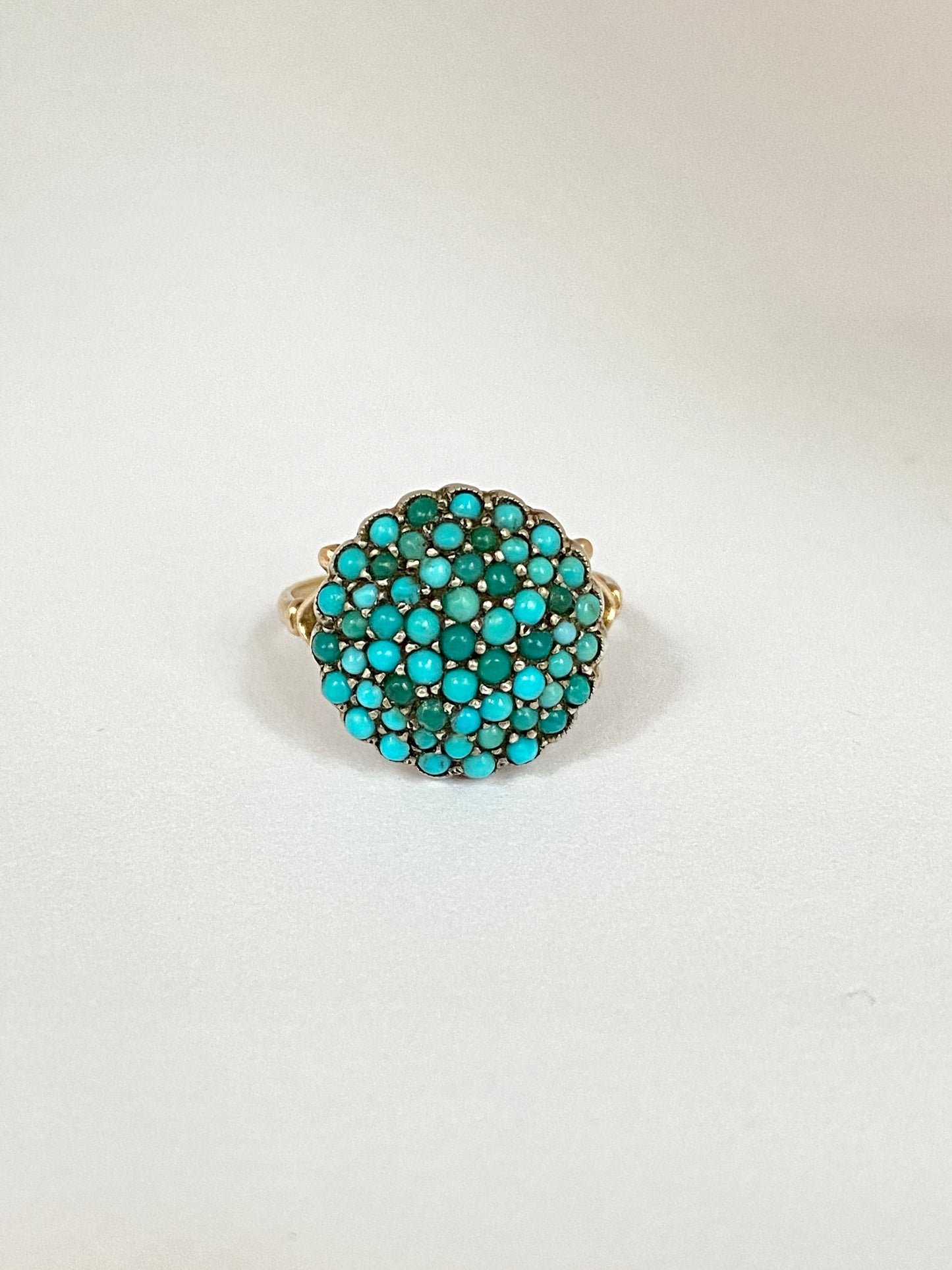 Art Deco, 9ct Gold and Silver, Turquoise Bombe Ring