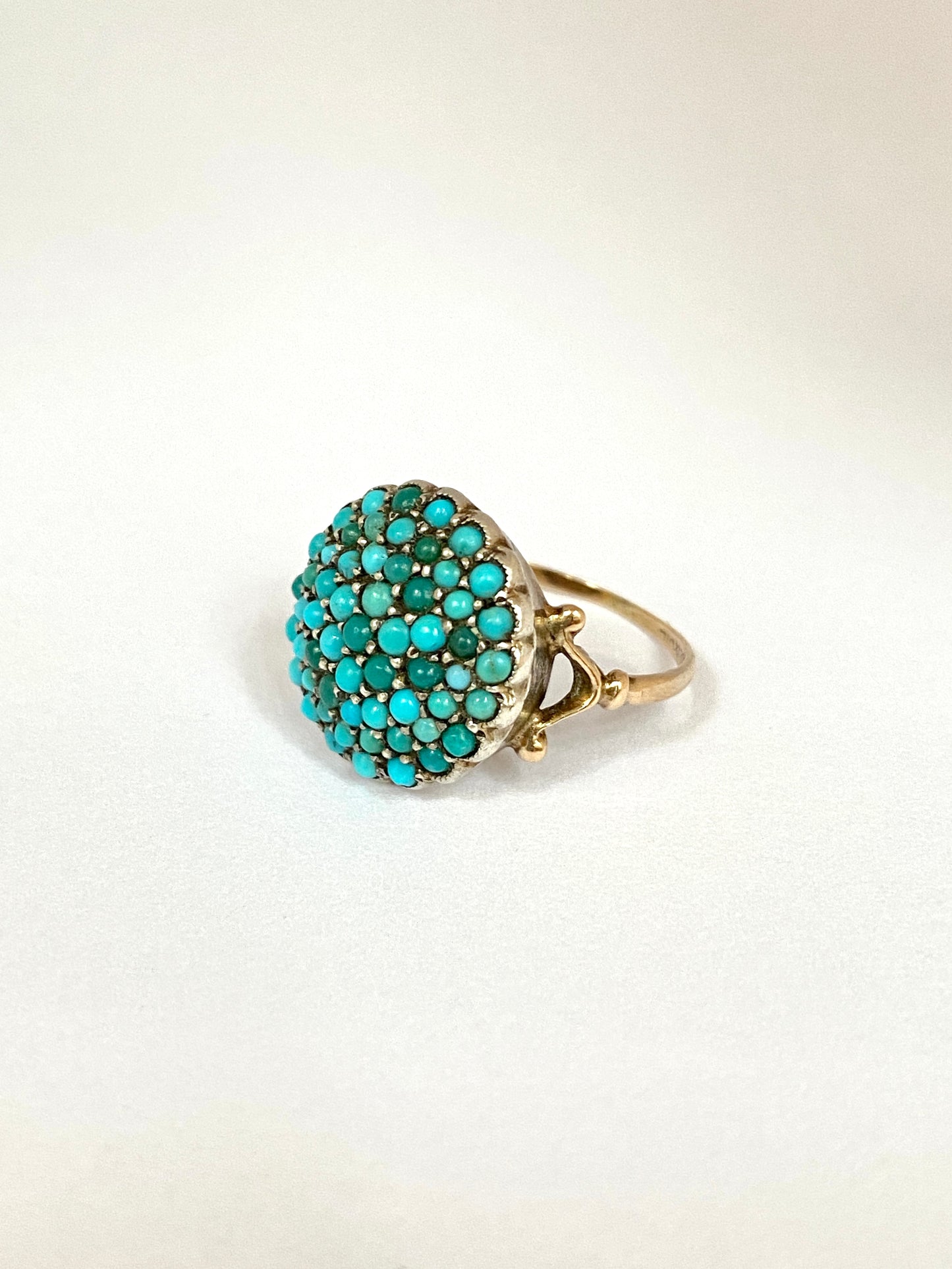 Art Deco, 9ct Gold and Silver, Turquoise Bombe Ring