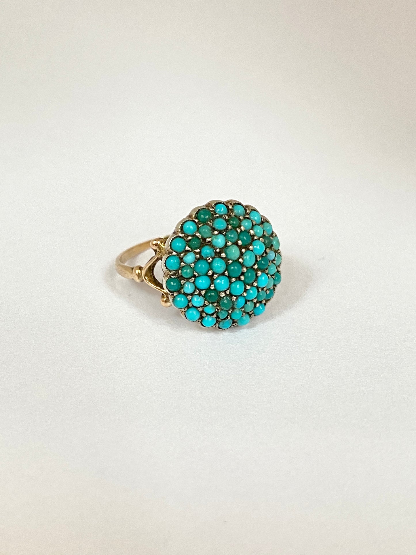 Art Deco, 9ct Gold and Silver, Turquoise Bombe Ring