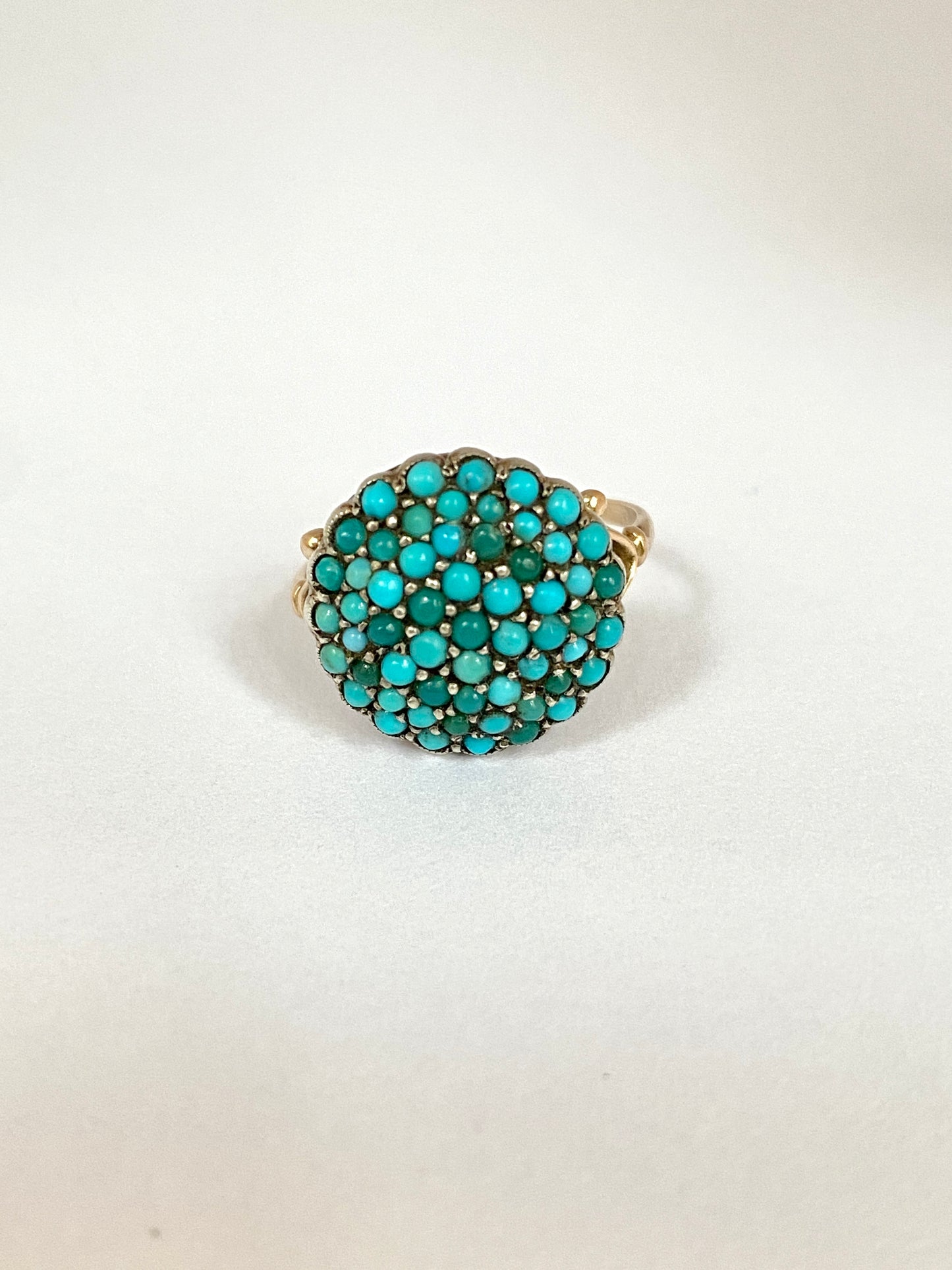 Art Deco, 9ct Gold and Silver, Turquoise Bombe Ring