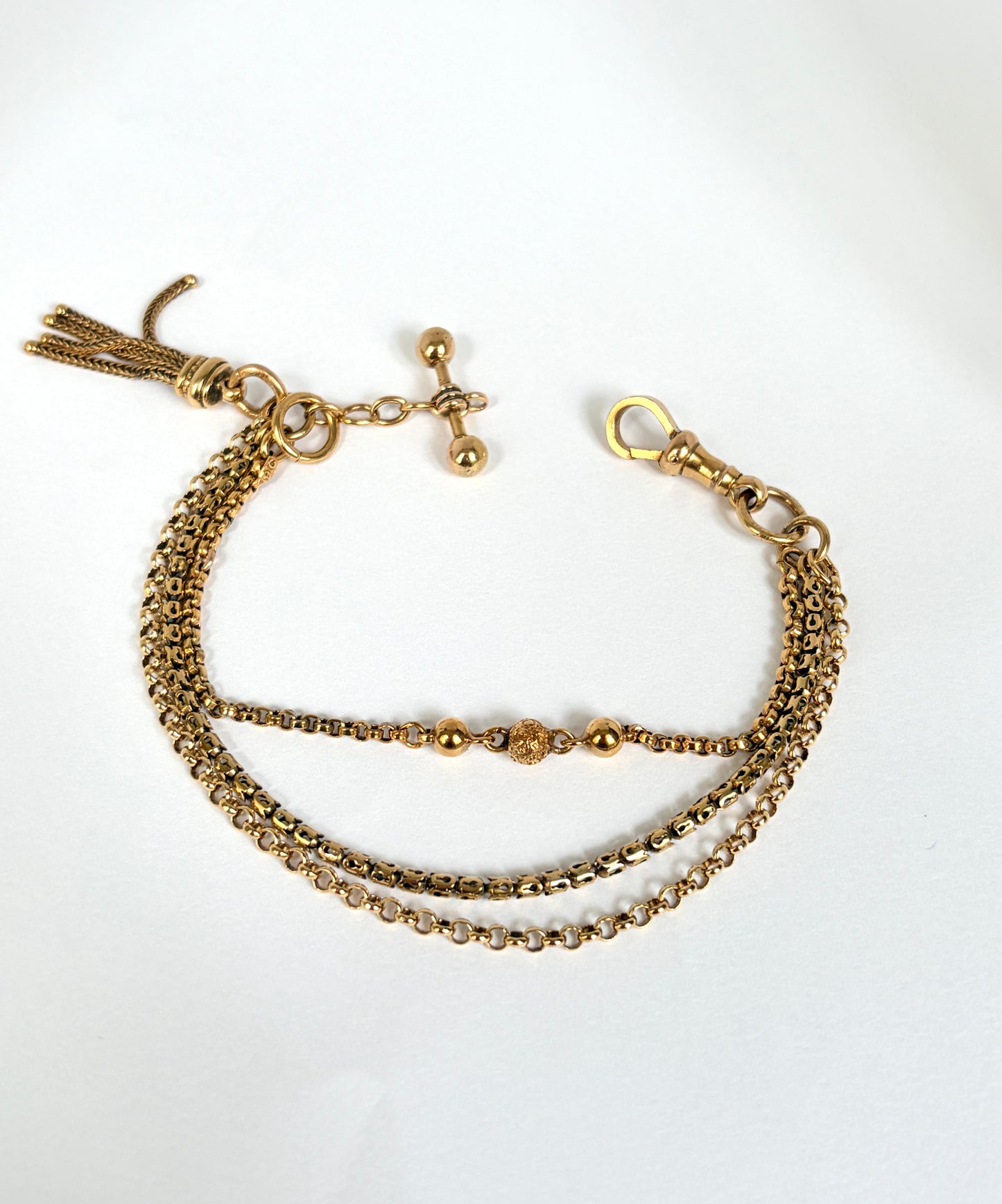 Rare, Antique, 9ct Sold Gold Albertina Watch Chain Bracelet (14.59g)