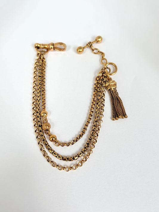 Rare, Antique, 9ct Sold Gold Albertina Watch Chain Bracelet (14.59g)