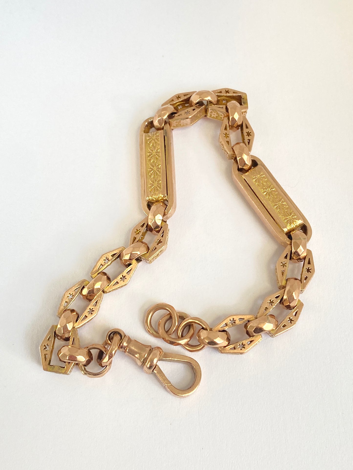 3rd payment:  Sarah Chunky, Antique, 9ct Gold Hexagon Star Link Bracelet. 8 inches, 17.76g