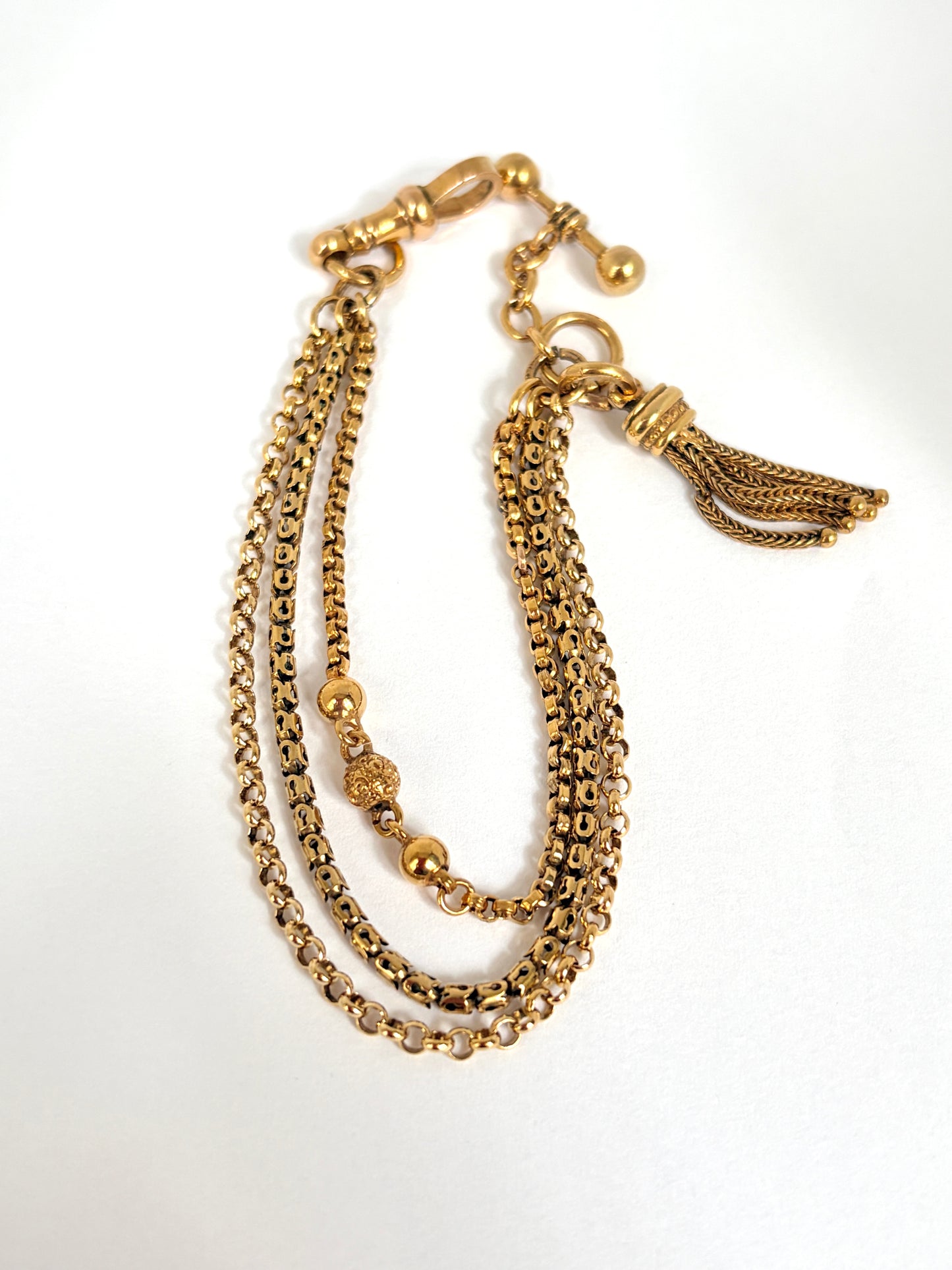 Rare, Antique, 9ct Sold Gold Albertina Watch Chain Bracelet (14.59g)