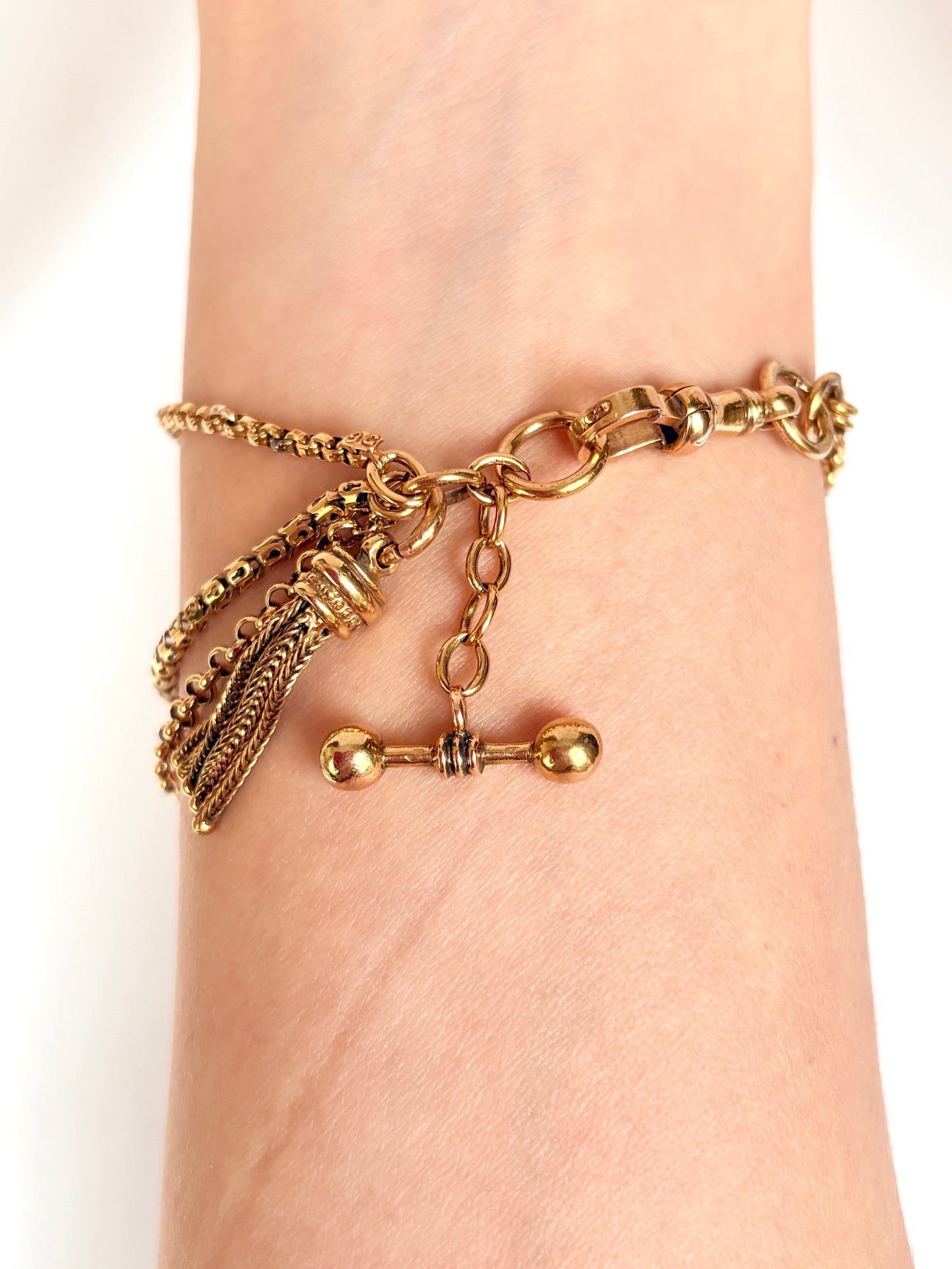 Rare, Antique, 9ct Sold Gold Albertina Watch Chain Bracelet (14.59g)