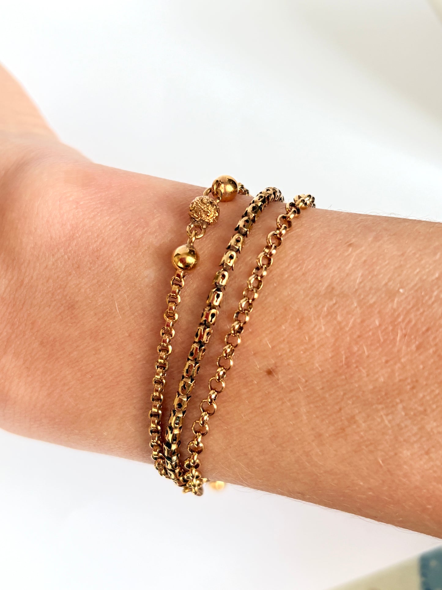 Rare, Antique, 9ct Sold Gold Albertina Watch Chain Bracelet (14.59g)