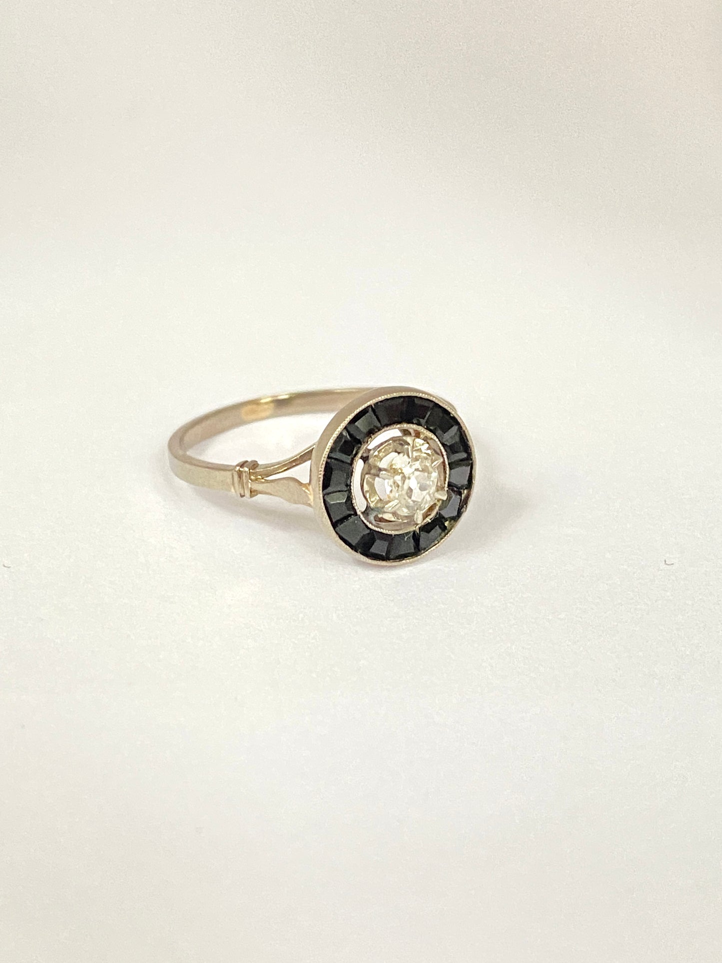 French, Art Deco, Diamond and Sapphire Target / Flower Ring, Circa 1910