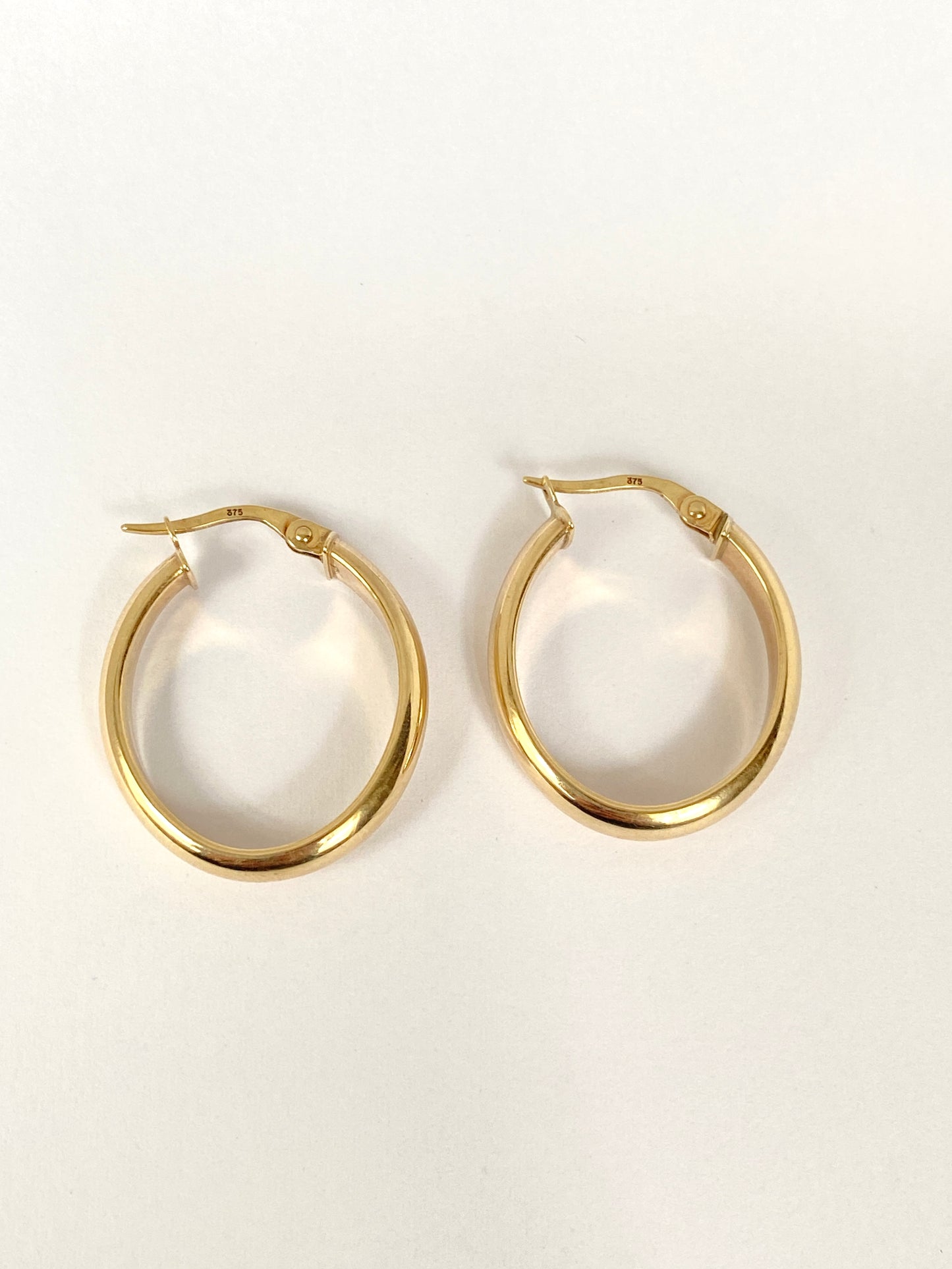 9ct Gold, Vintage Oval Hoops