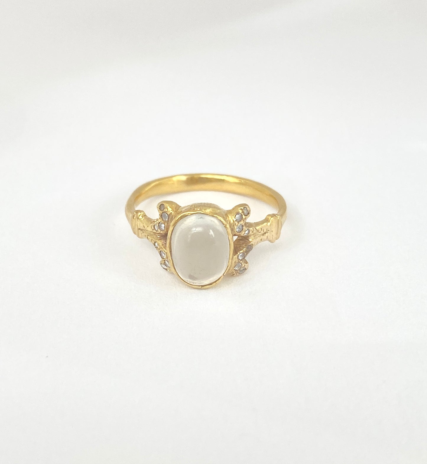 Vintage, 18ct Gold Moonstone and Diamond Cluster Ring