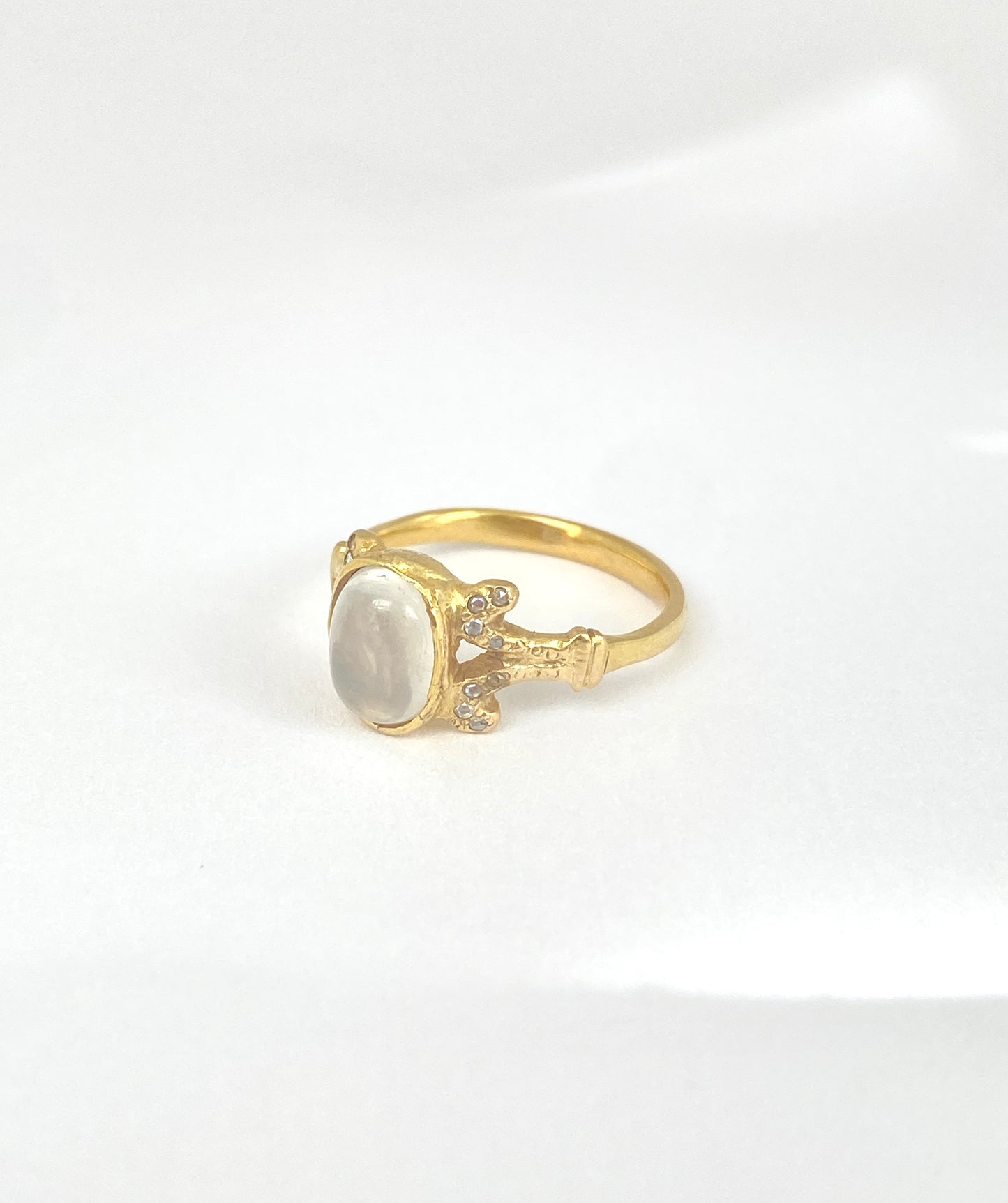 Vintage, 18ct Gold Moonstone and Diamond Cluster Ring