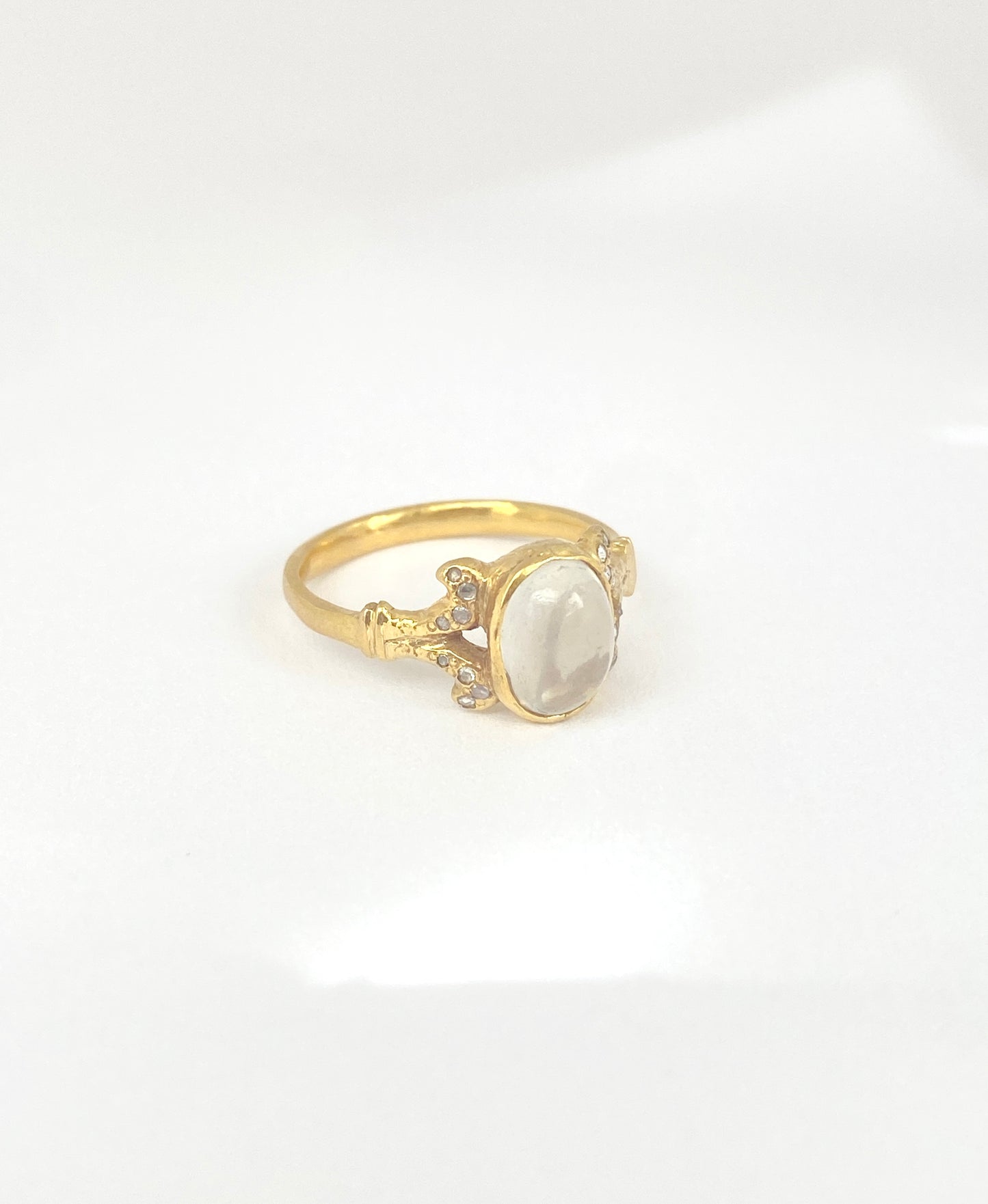 Vintage, 18ct Gold Moonstone and Diamond Cluster Ring