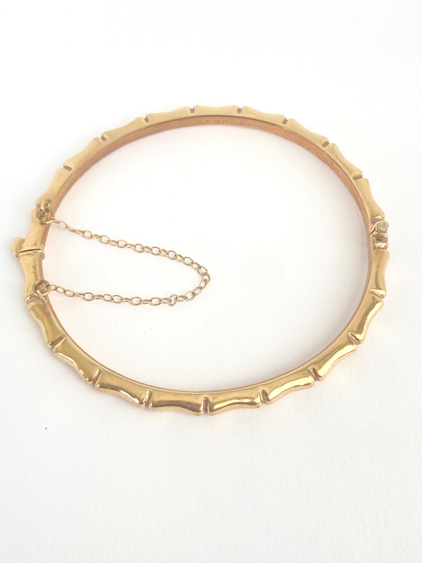 Vintage, 9ct Gold Skinny Bamboo Bangle (7.62g) Hallmarked, 9ct Gold, Birmingham, 1990