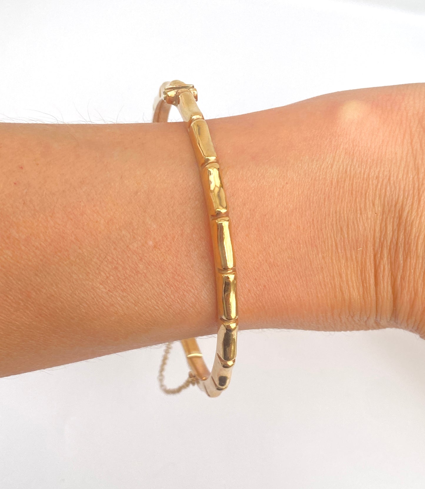 Vintage, 9ct Gold Skinny Bamboo Bangle (7.62g) Hallmarked, 9ct Gold, Birmingham, 1990