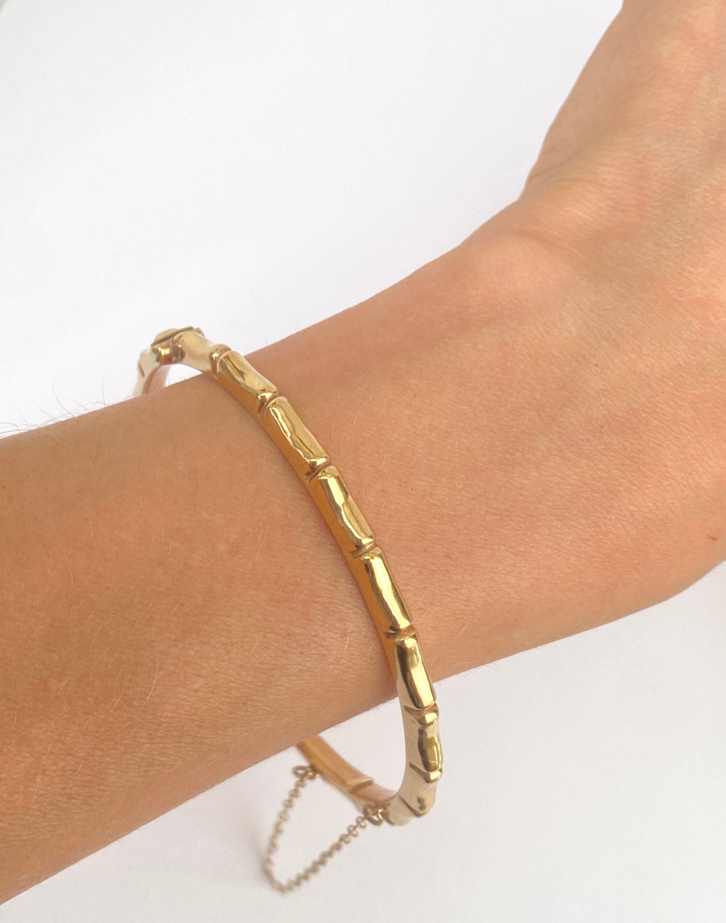 Vintage, 9ct Gold Skinny Bamboo Bangle (7.62g) Hallmarked, 9ct Gold, Birmingham, 1990