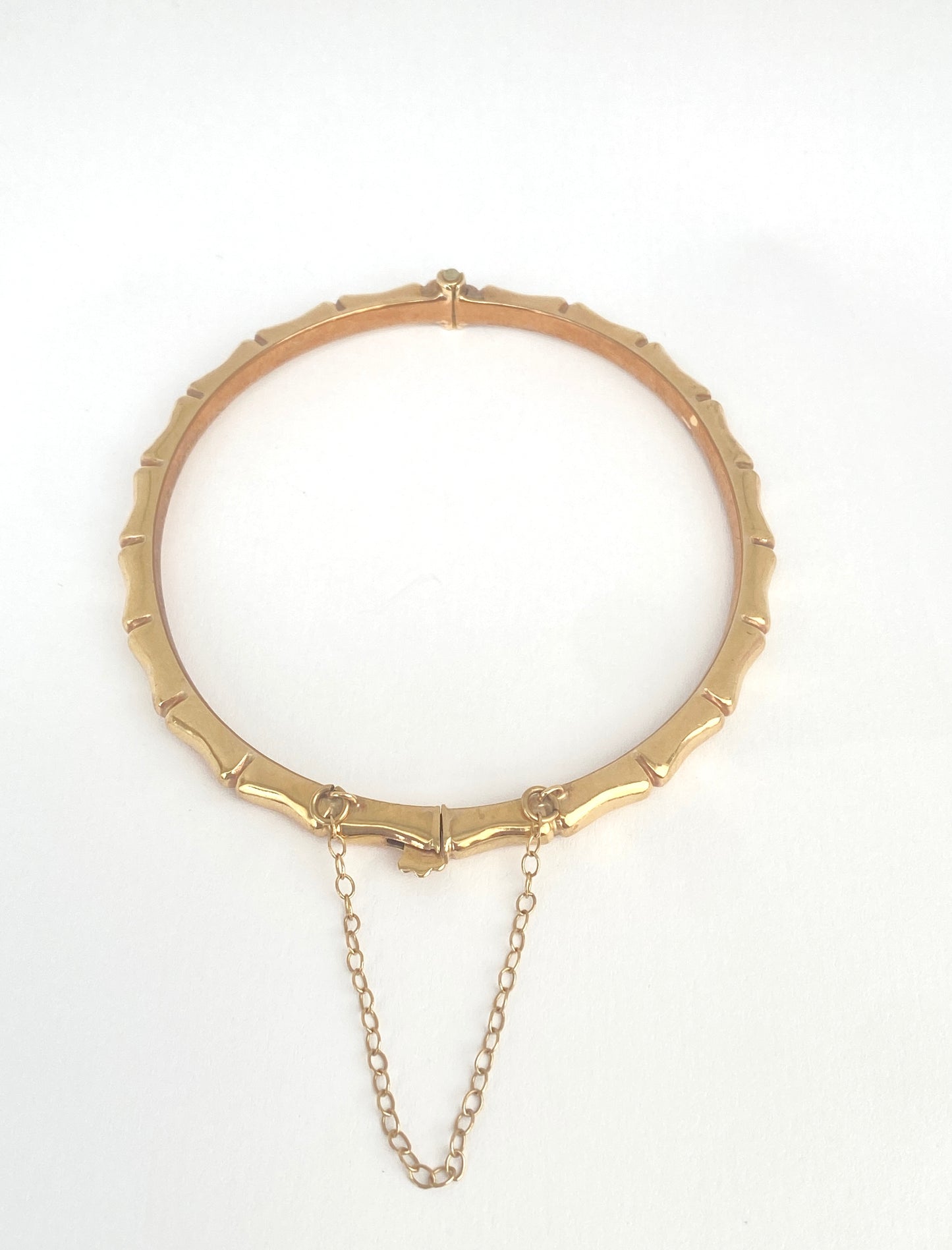 Vintage, 9ct Gold Skinny Bamboo Bangle (7.62g) Hallmarked, 9ct Gold, Birmingham, 1990