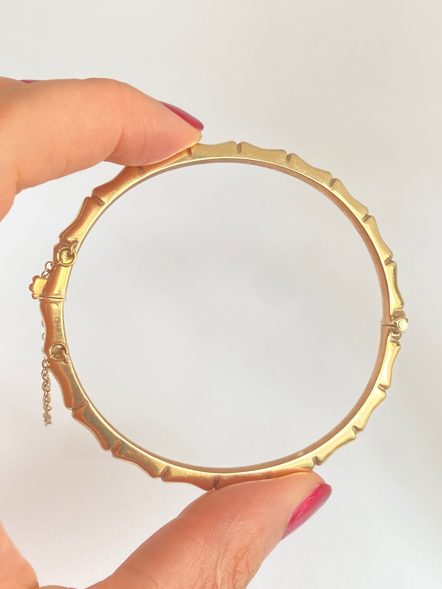 Vintage, 9ct Gold Skinny Bamboo Bangle (7.62g) Hallmarked, 9ct Gold, Birmingham, 1990