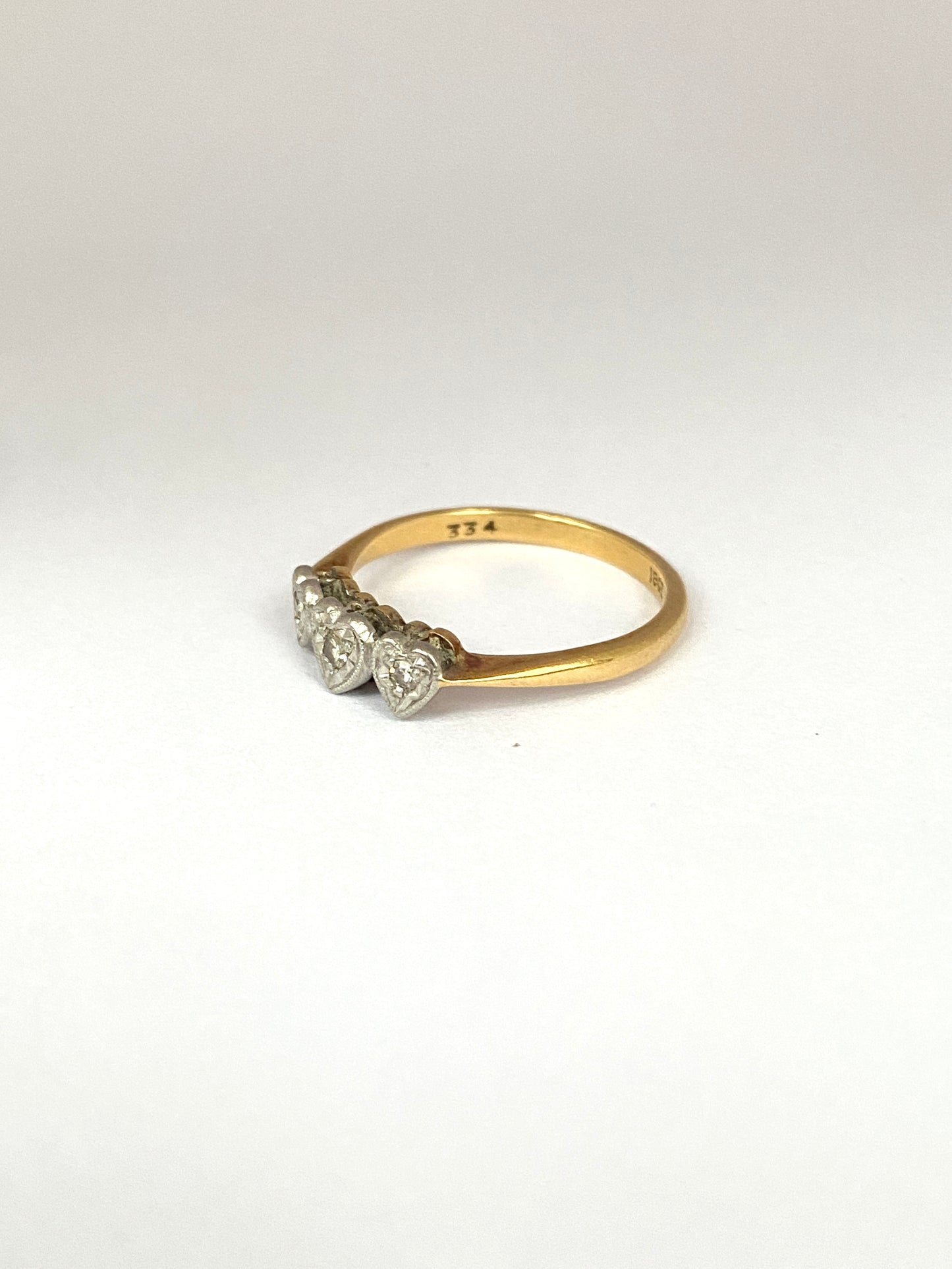 2nd payment Vintage, 18ct Gold and Platinum, Triple Heart Diamond Ring (1940s)