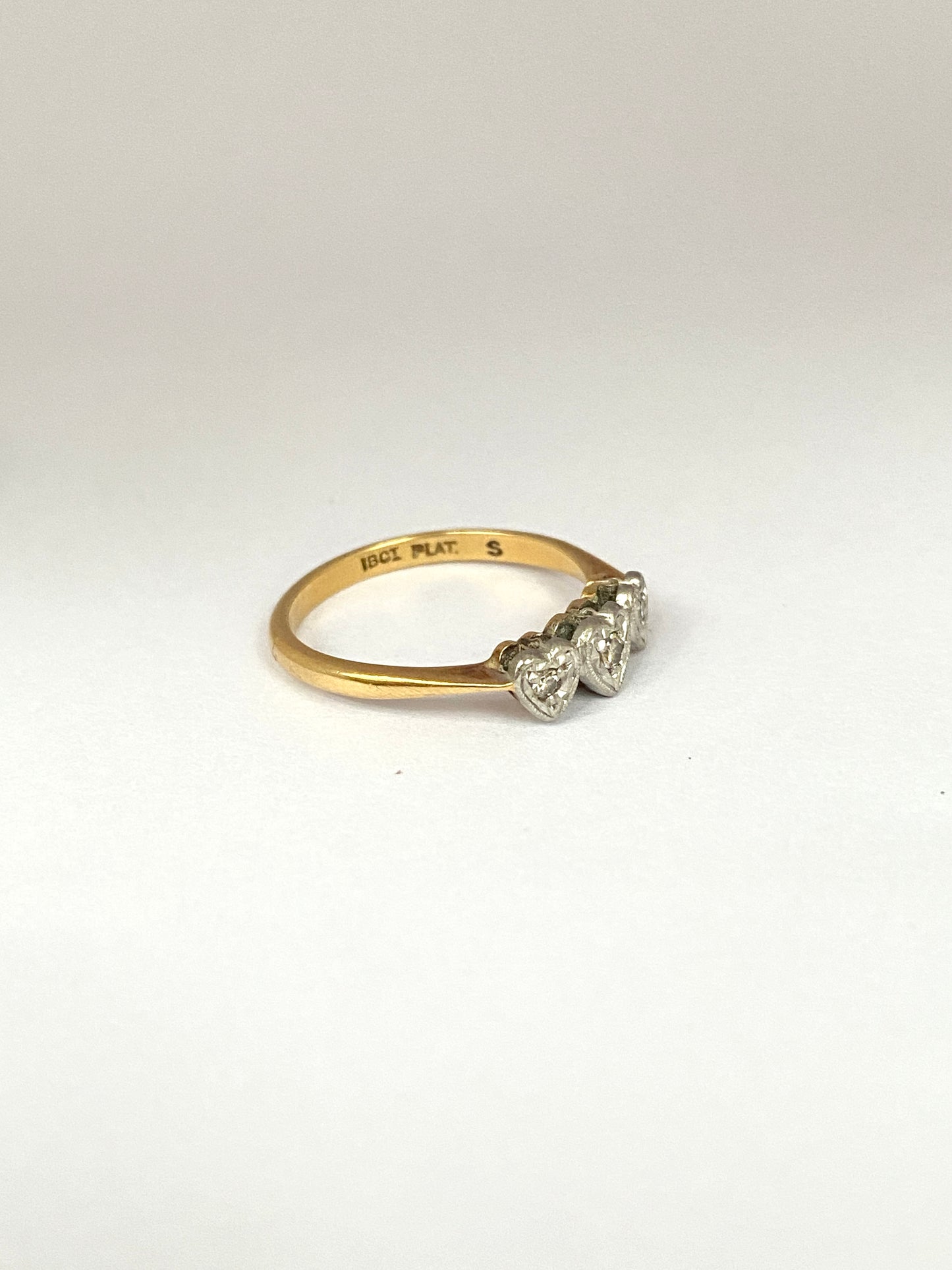 2nd payment Vintage, 18ct Gold and Platinum, Triple Heart Diamond Ring (1940s)