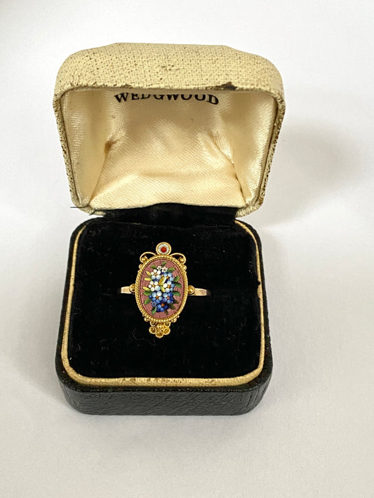 Vintage, 22ct Gold Micro Mosaic 'Forget me not' Ring