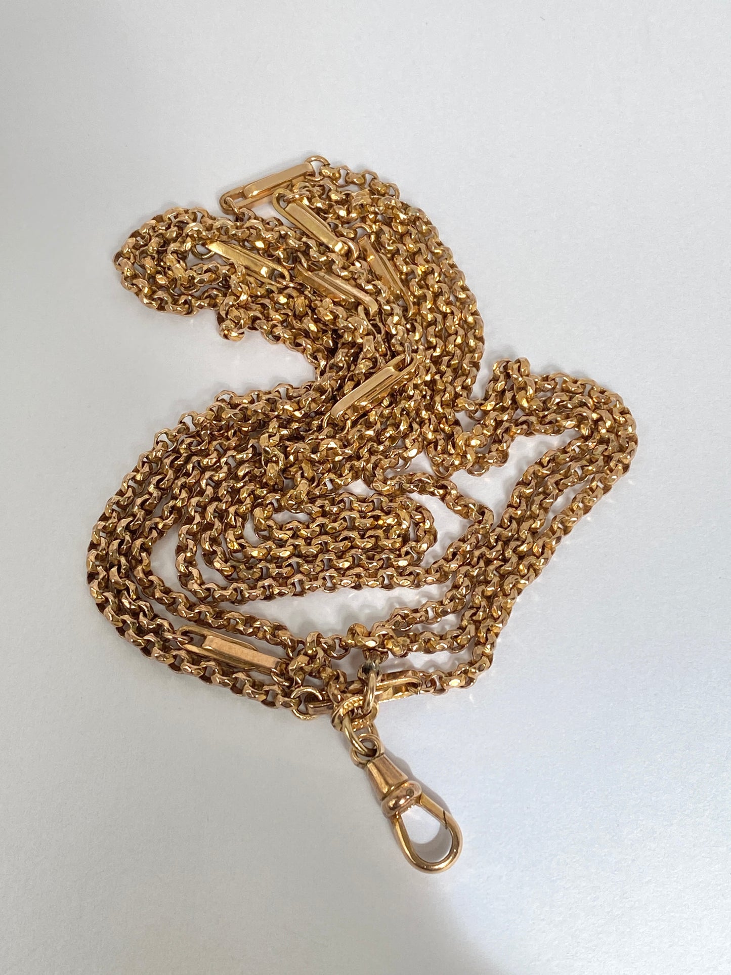 54 inch, Antique, Rolled Gold Victorian Long Guard Chain, 27.03g