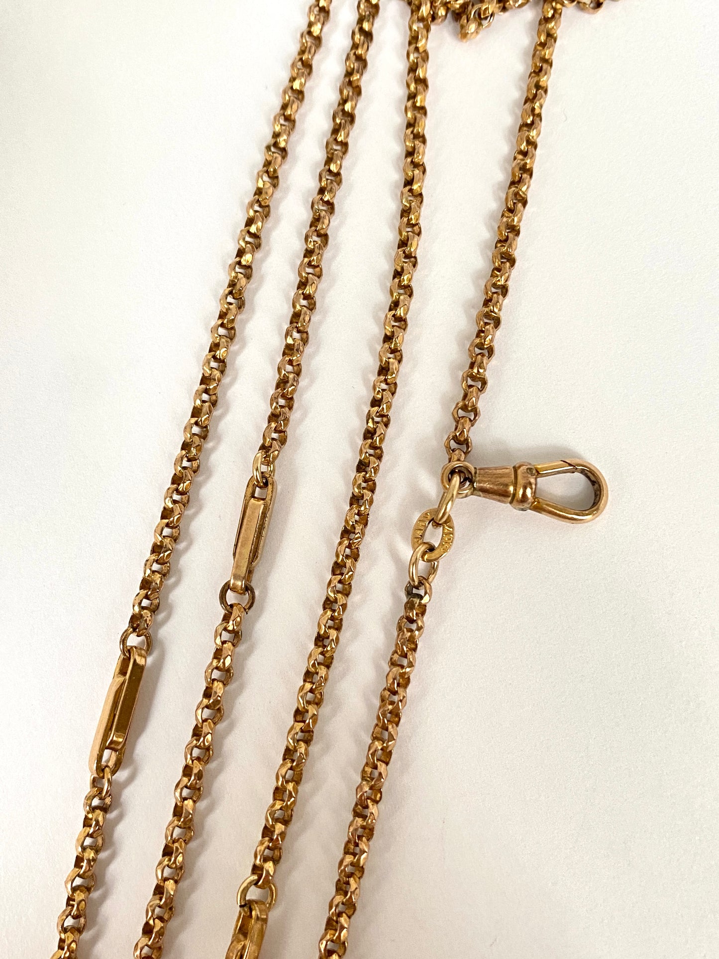 54 inch, Antique, Rolled Gold Victorian Long Guard Chain, 27.03g