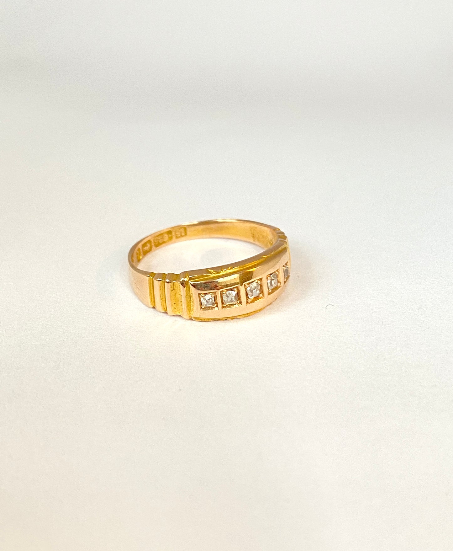 Victorian, 15ct Gold, 5 stone,  Diamond Ring, Hallmarked 15ct Gold, Birmingham, 1883