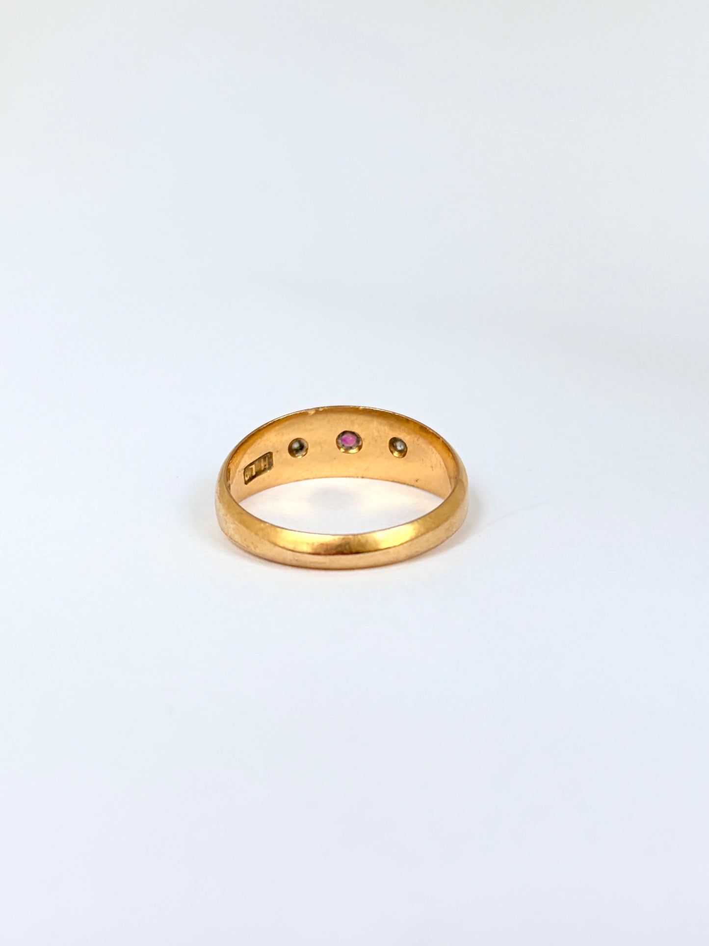 Antique 18ct Ruby And Diamond Star Ring, Hallmarked for 18ct Gold, Birmingham 1906
