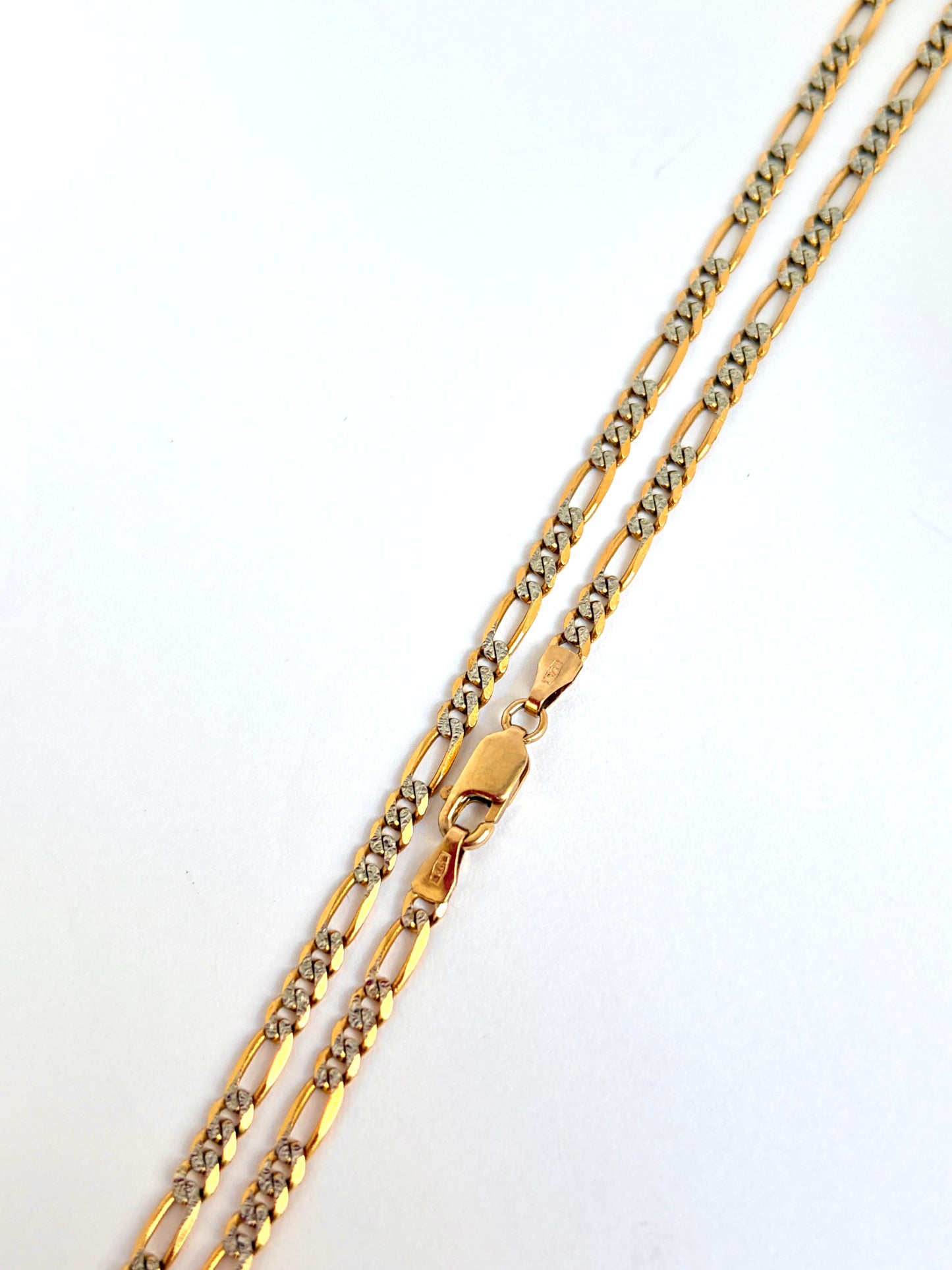 Vintage, bi-colour 18 inch 9ct Yellow and White Gold Figaro Chain