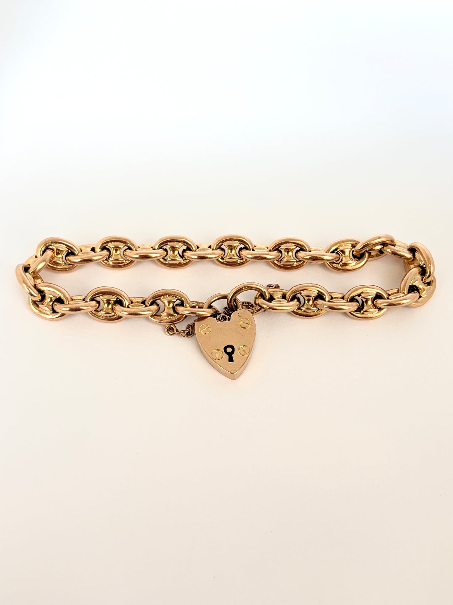 Vintage 9ct Gold Mariner Anchor Link Bracelet, 7.5 inches.  Hallmarked 9ct Gold, 16.84g