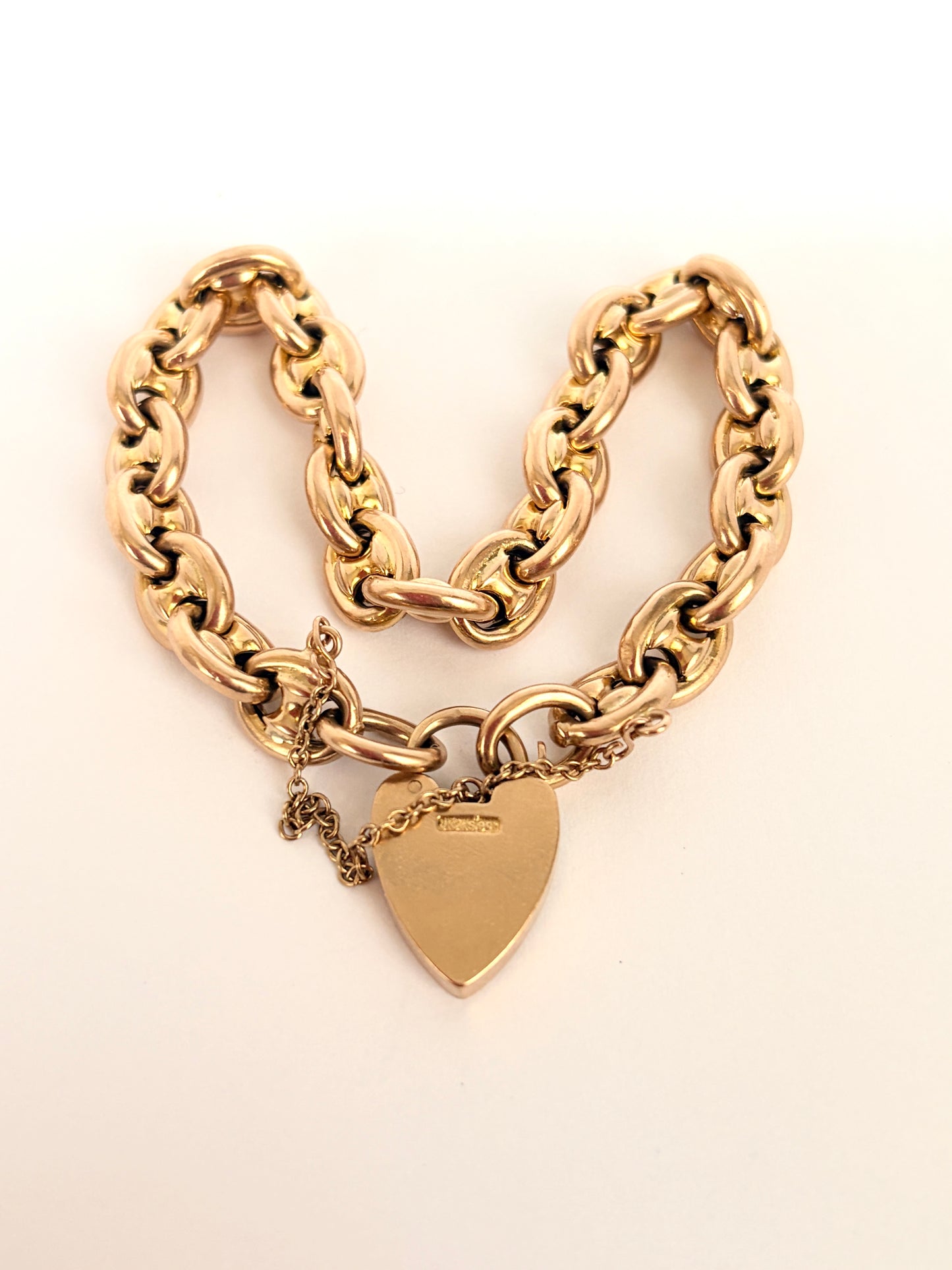Vintage 9ct Gold Mariner Anchor Link Bracelet, 7.5 inches.  Hallmarked 9ct Gold, 16.84g