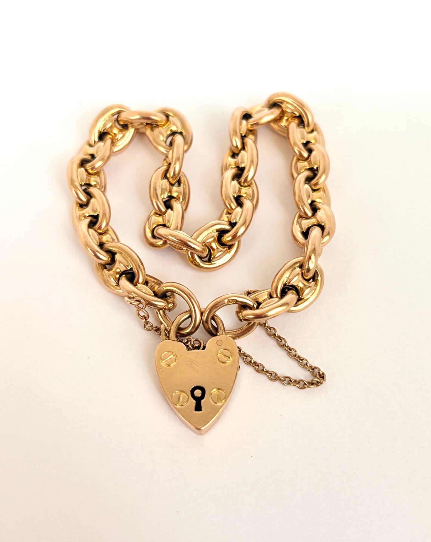 Vintage 9ct Gold Mariner Anchor Link Bracelet, 7.5 inches.  Hallmarked 9ct Gold, 16.84g