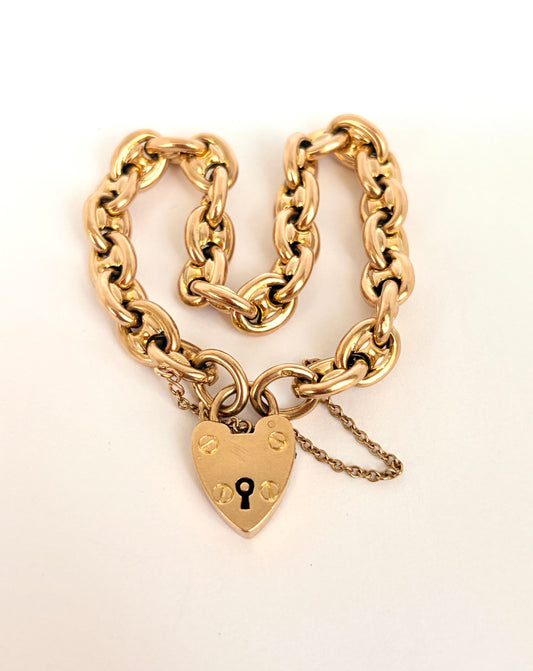 Vintage 9ct Gold Mariner Anchor Link Bracelet, 7.5 inches.  Hallmarked 9ct Gold, 16.84g