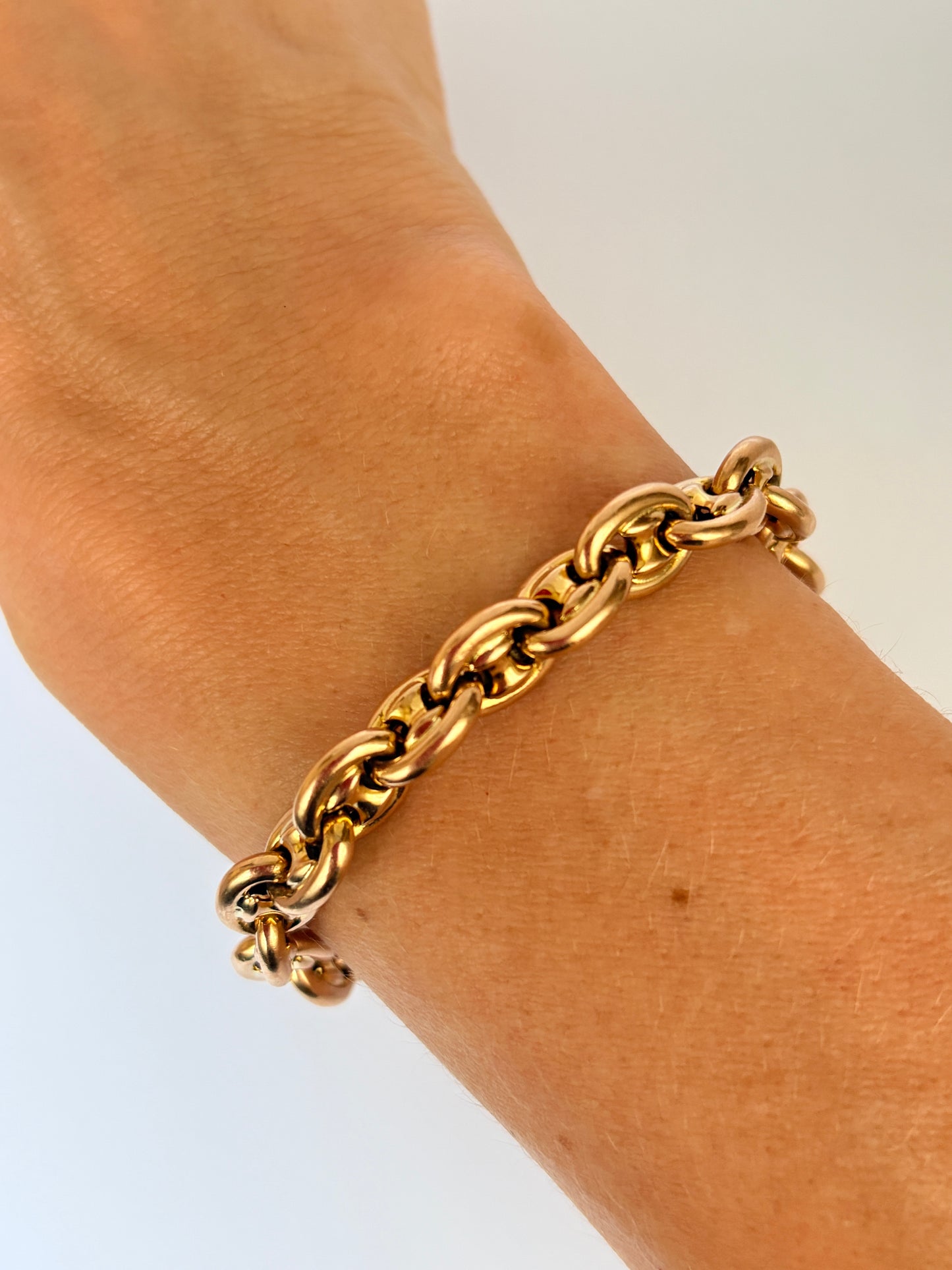 Vintage 9ct Gold Mariner Anchor Link Bracelet, 7.5 inches.  Hallmarked 9ct Gold, 16.84g