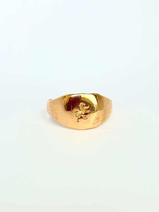 Vintage, 18ct Gold Lion Signet Ring, Hallmarked 18ct Gold, 3.42g