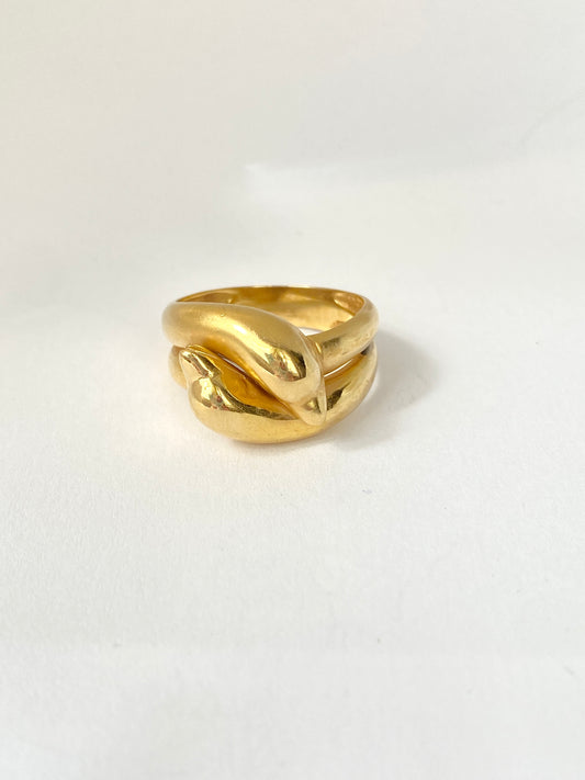 Unusual Vintage 18ct Gold, Double Dolphin Ring, 5.09g