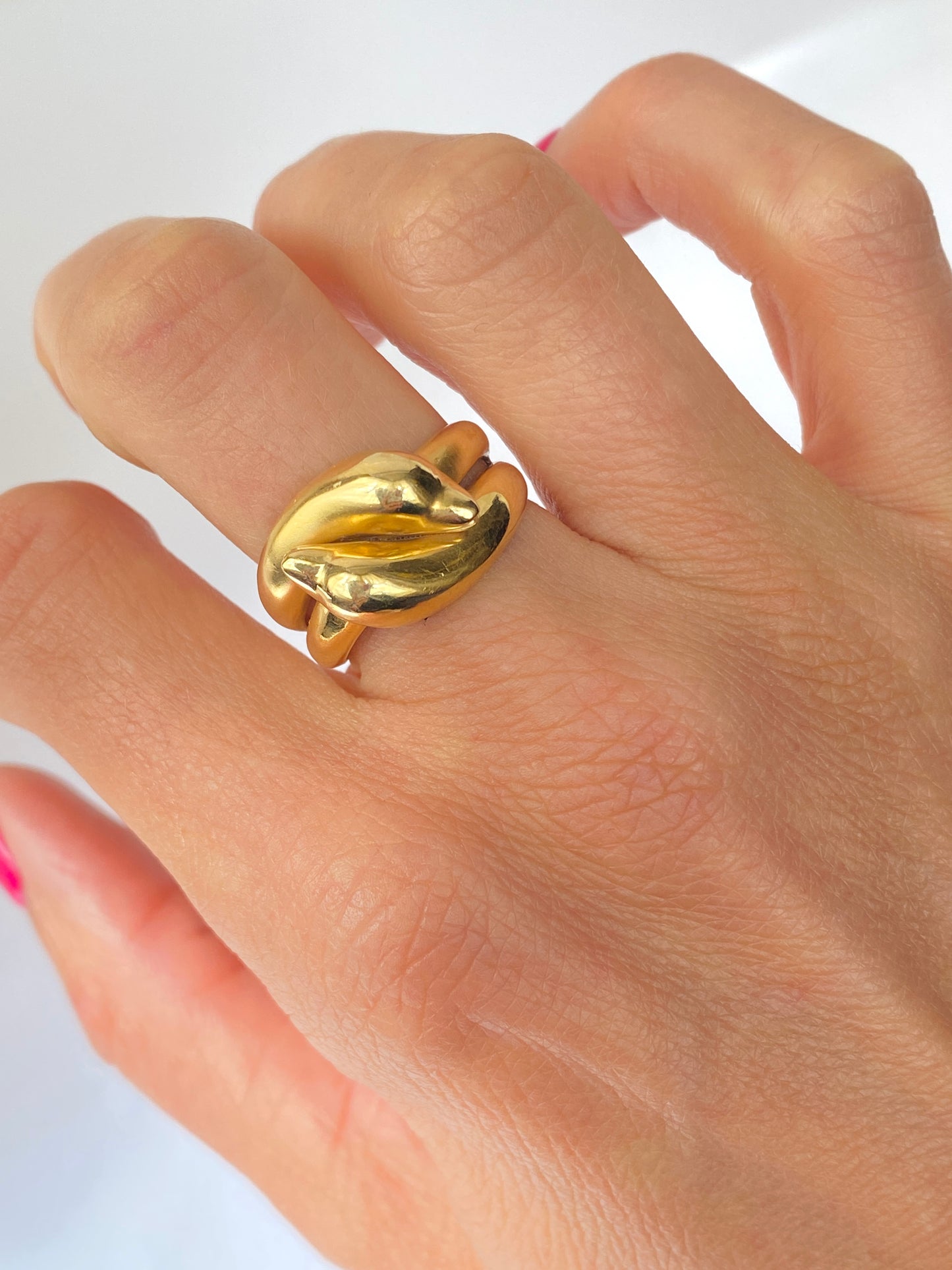 Unusual Vintage 18ct Gold, Double Dolphin Ring, 5.09g