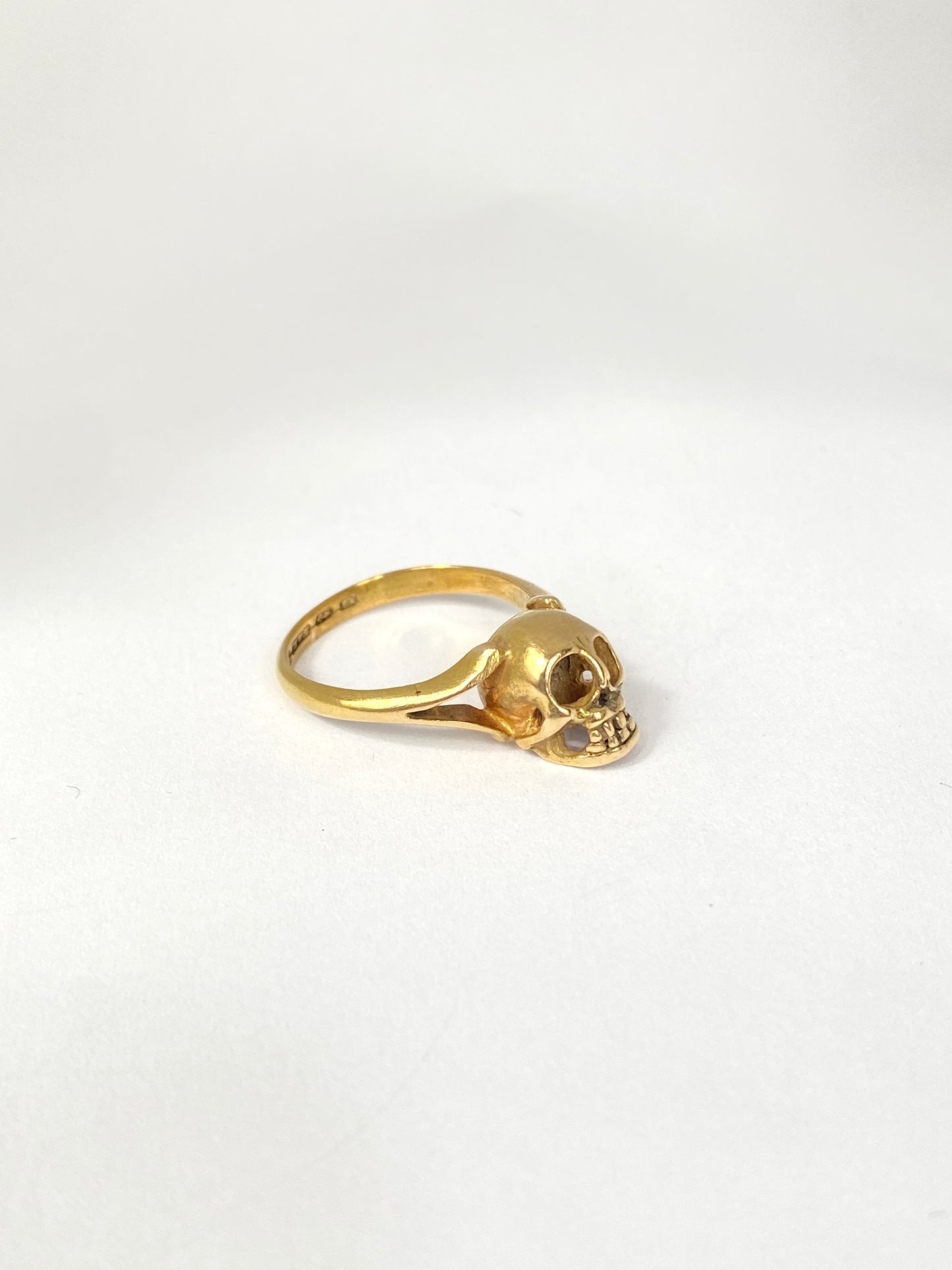 Antique, 9ct Gold Skull Ring, Hallmarked, Birmingham 1913