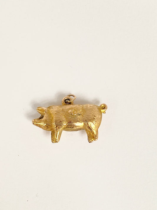 9ct Gold Vintage Lucky Pig Pendant