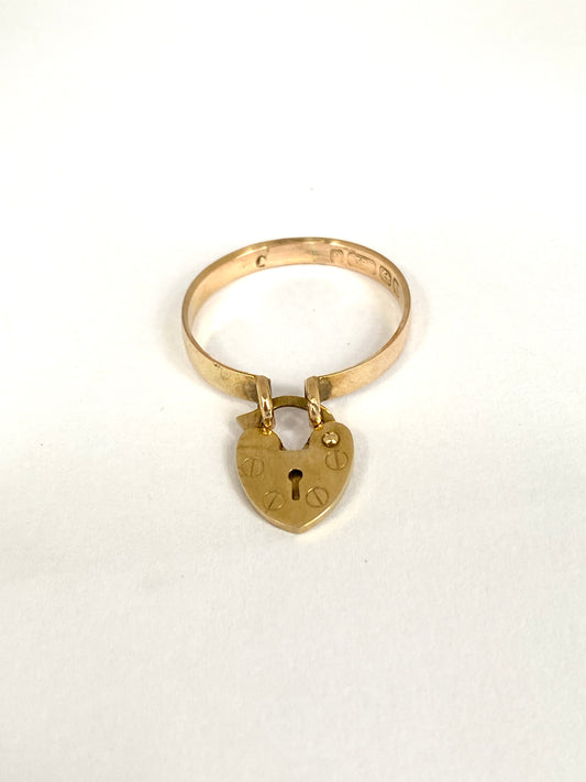 9ct Gold, Antique Padlock Ring, Hallmarked Birmingham, 1910