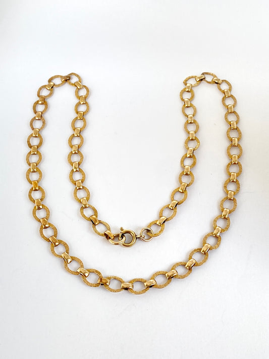 17 inch Vintage Engraved Fancy Oval Link Chain (10.11g)
