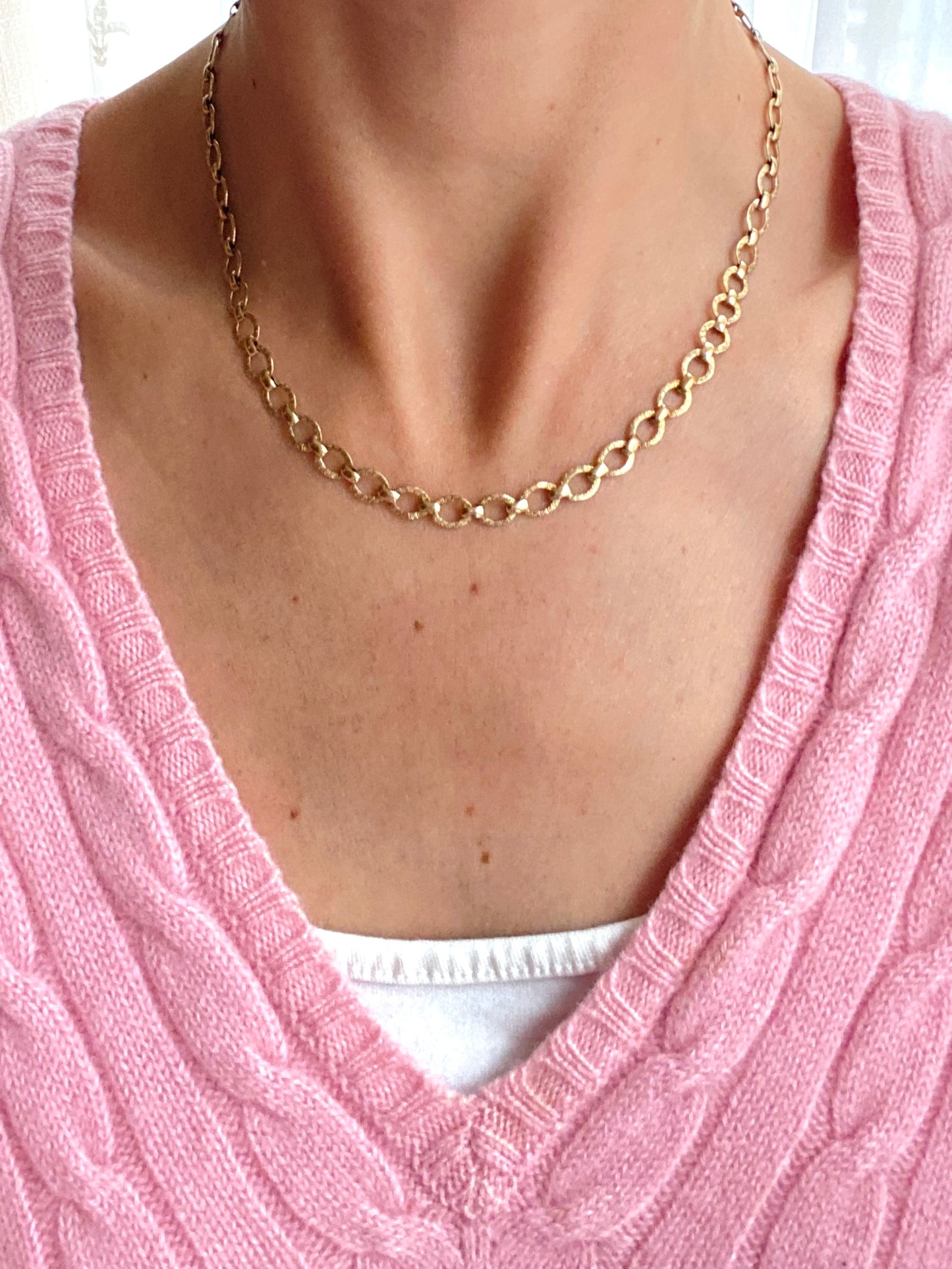 17 inch Vintage Engraved Fancy Oval Link Chain (10.11g)