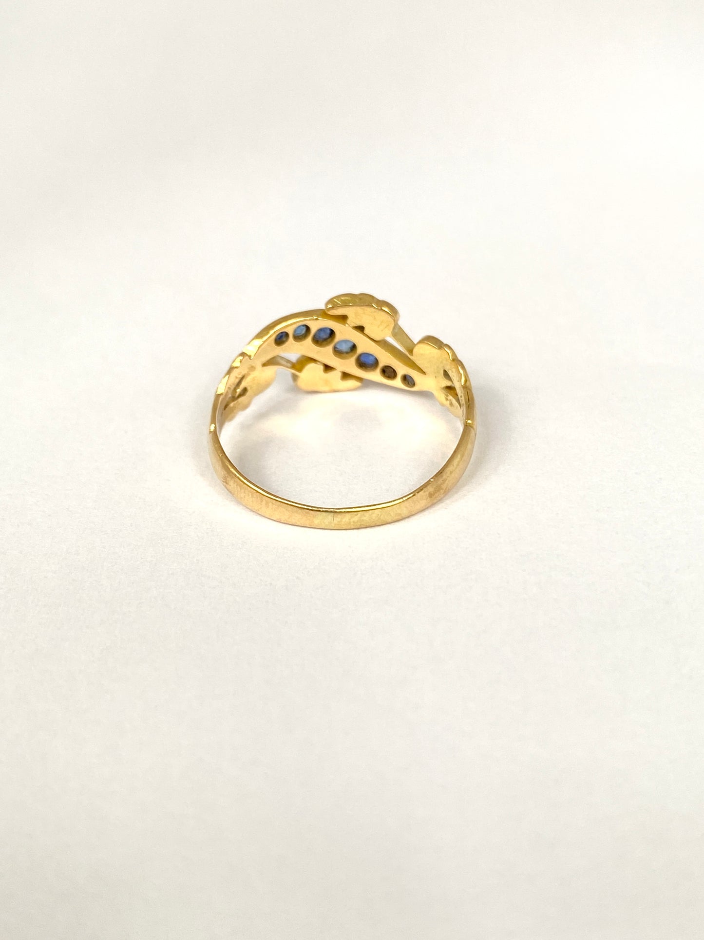 Art Nouveau, Sapphire and Diamond Ring, Hallmarked, 18ct Gold, Chester, 1900