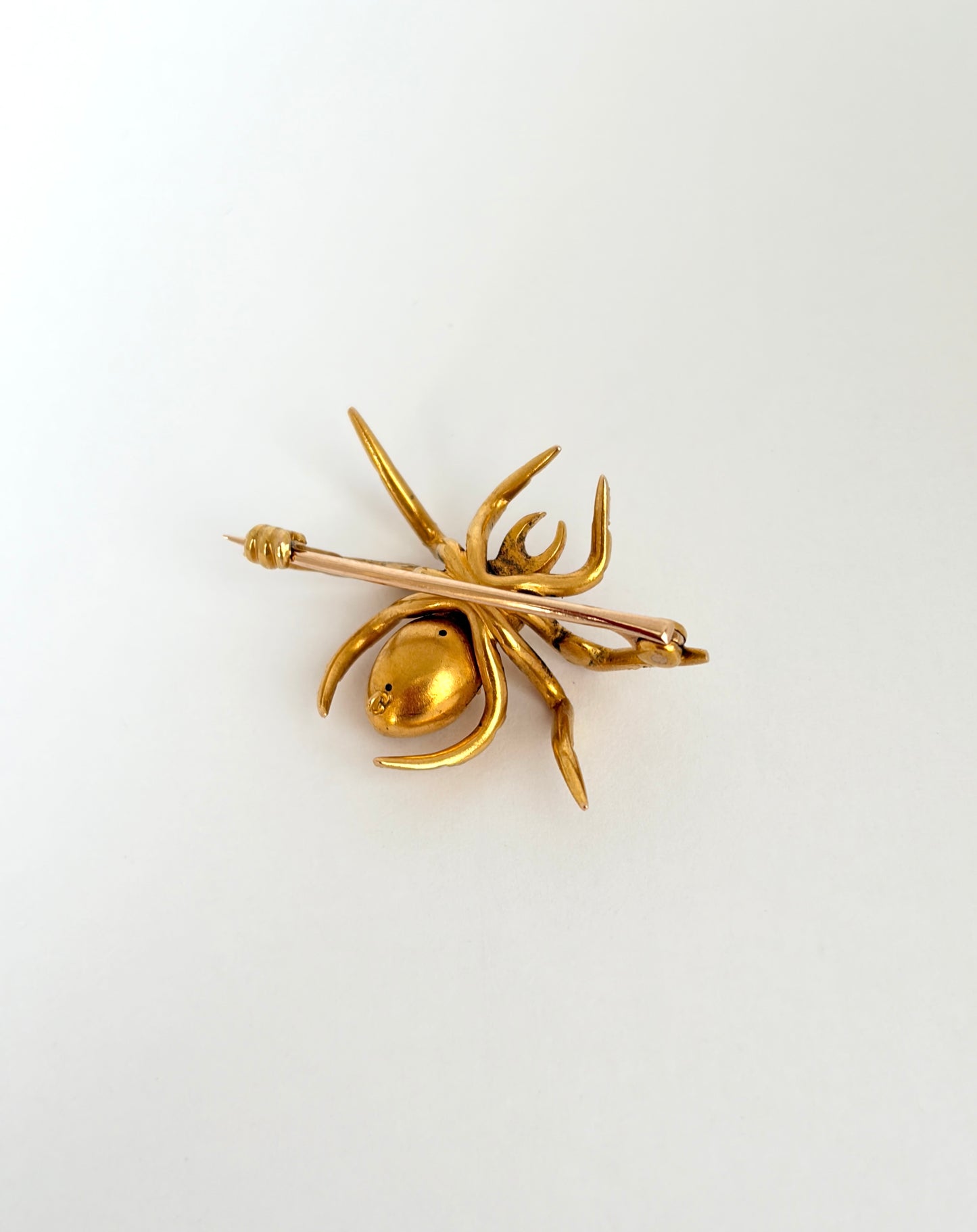 Incredible Art Deco, 18ct Gold Spider Brooch with Ruby eyes, 3.78g