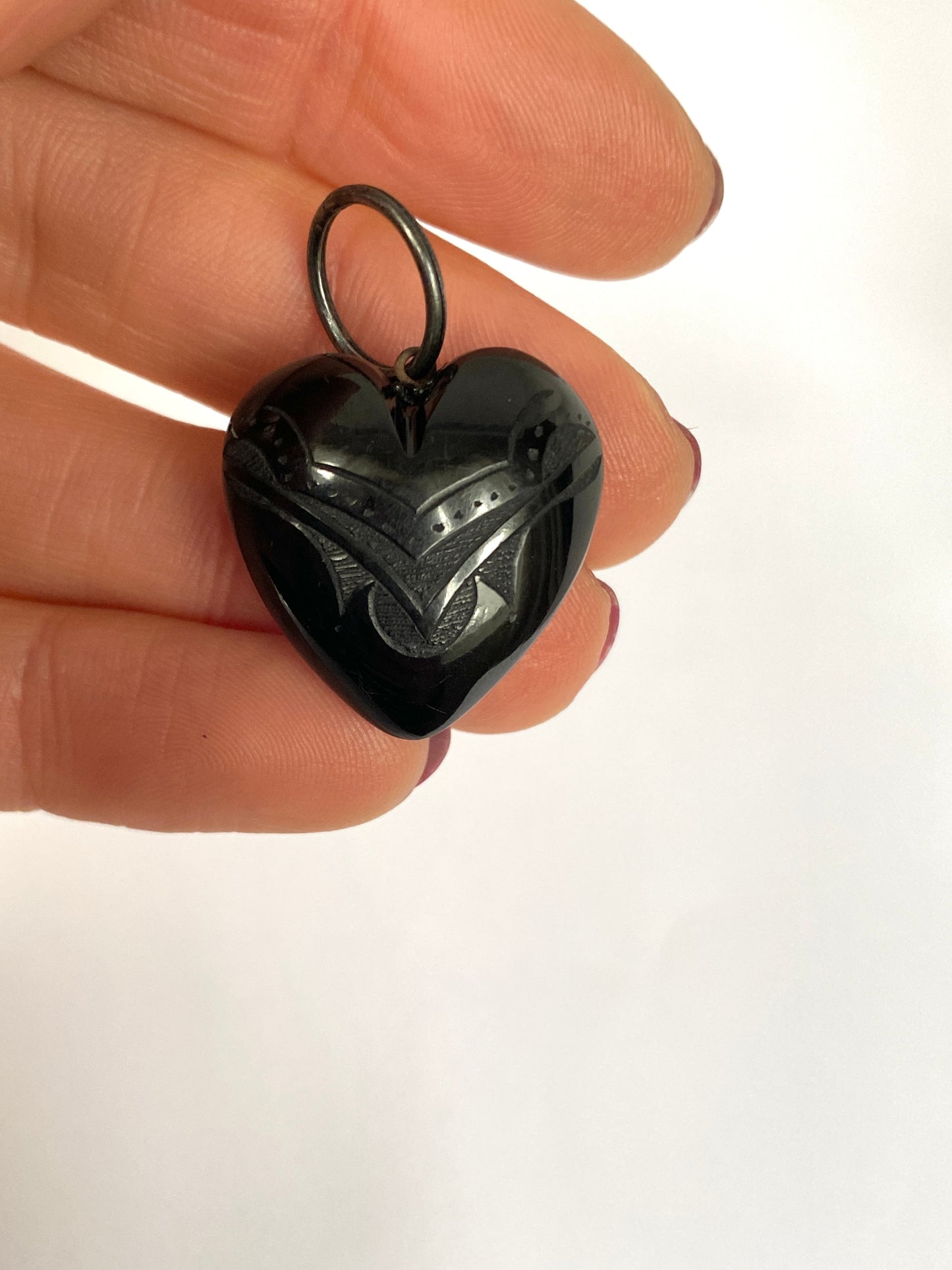 Victorian, Jet Heart Pendant